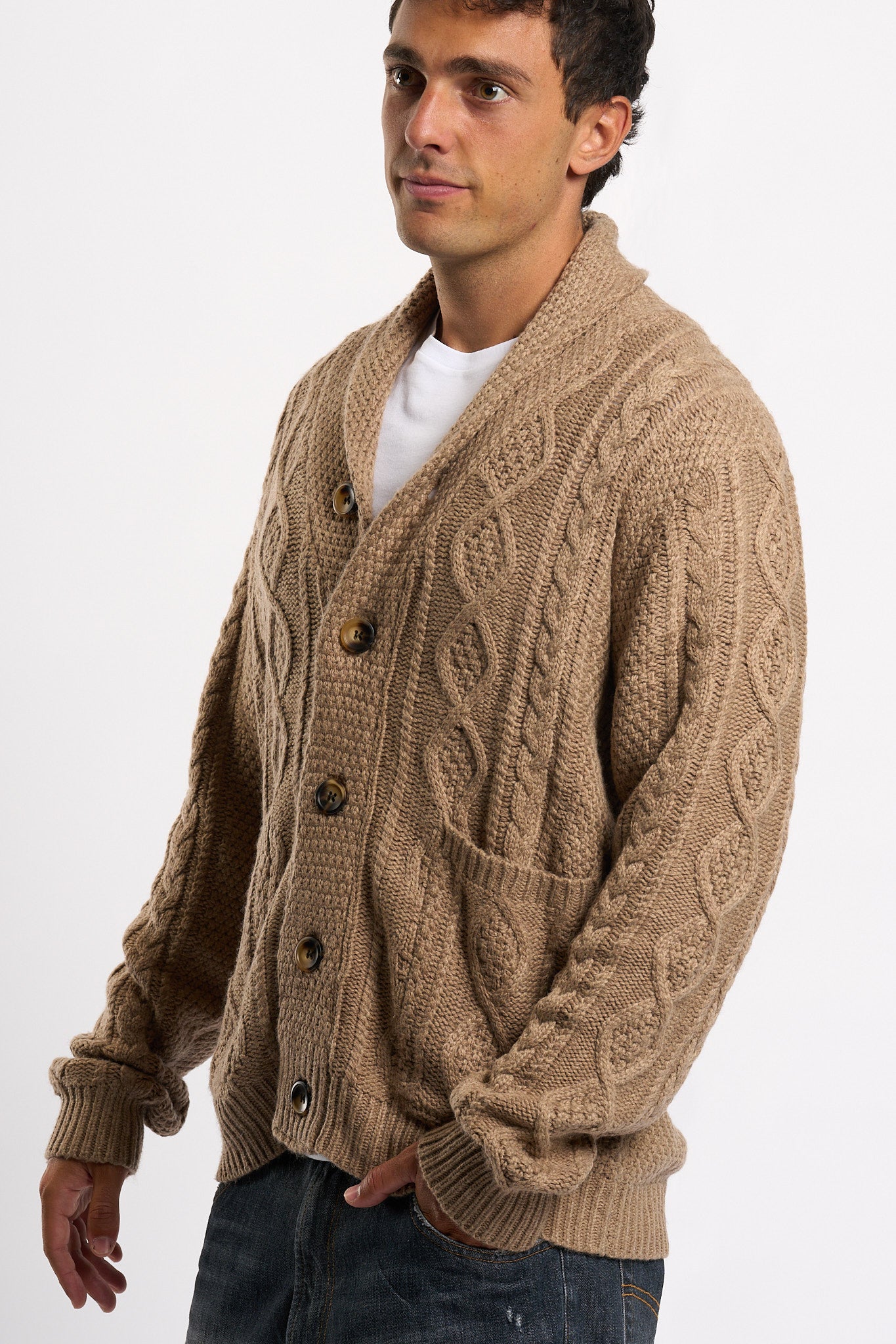 Tooco Cardigan Cashmere Mandorla Uomo-5