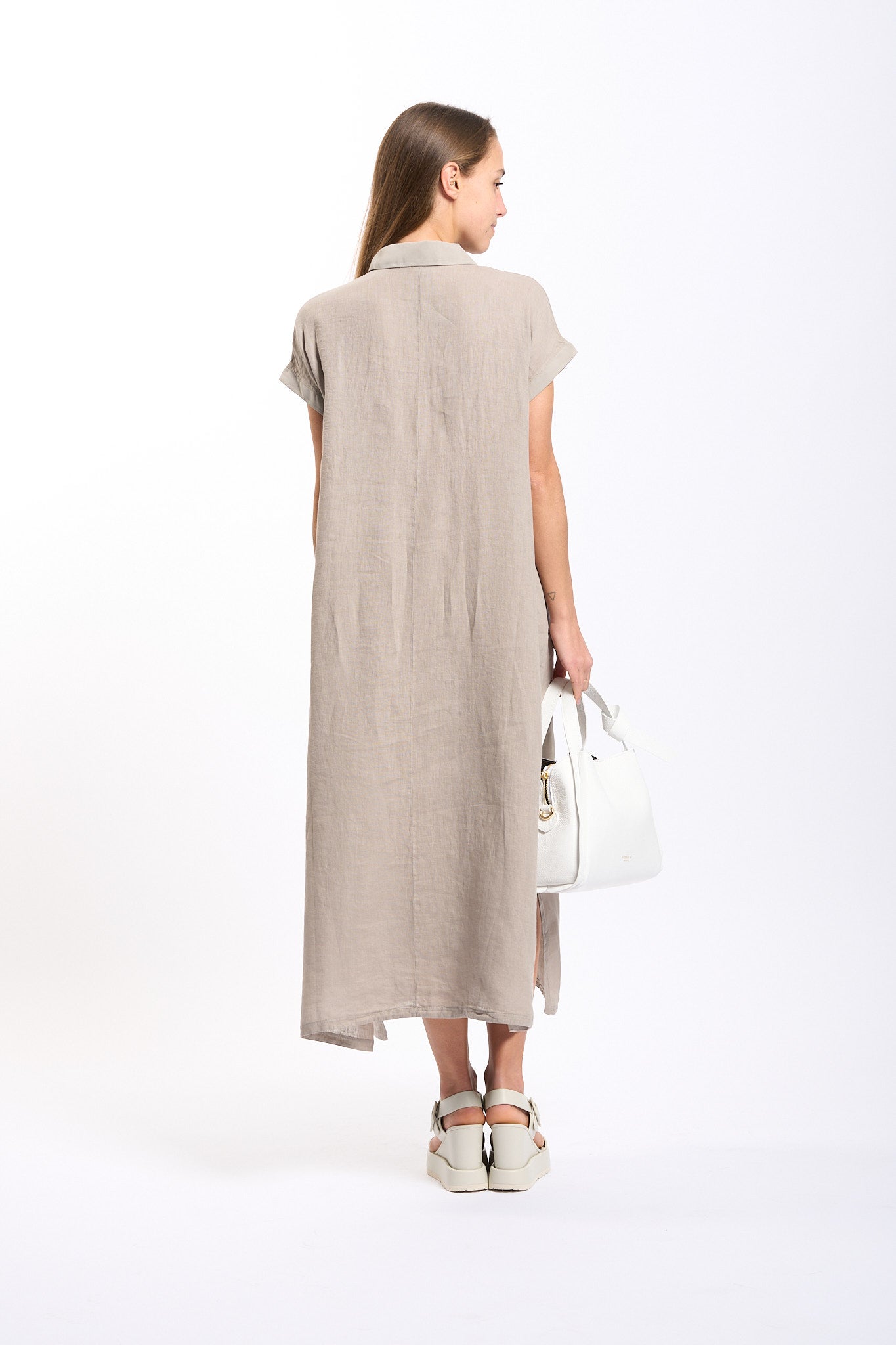Transit Abito Lungo in Lino Corda Donna-4