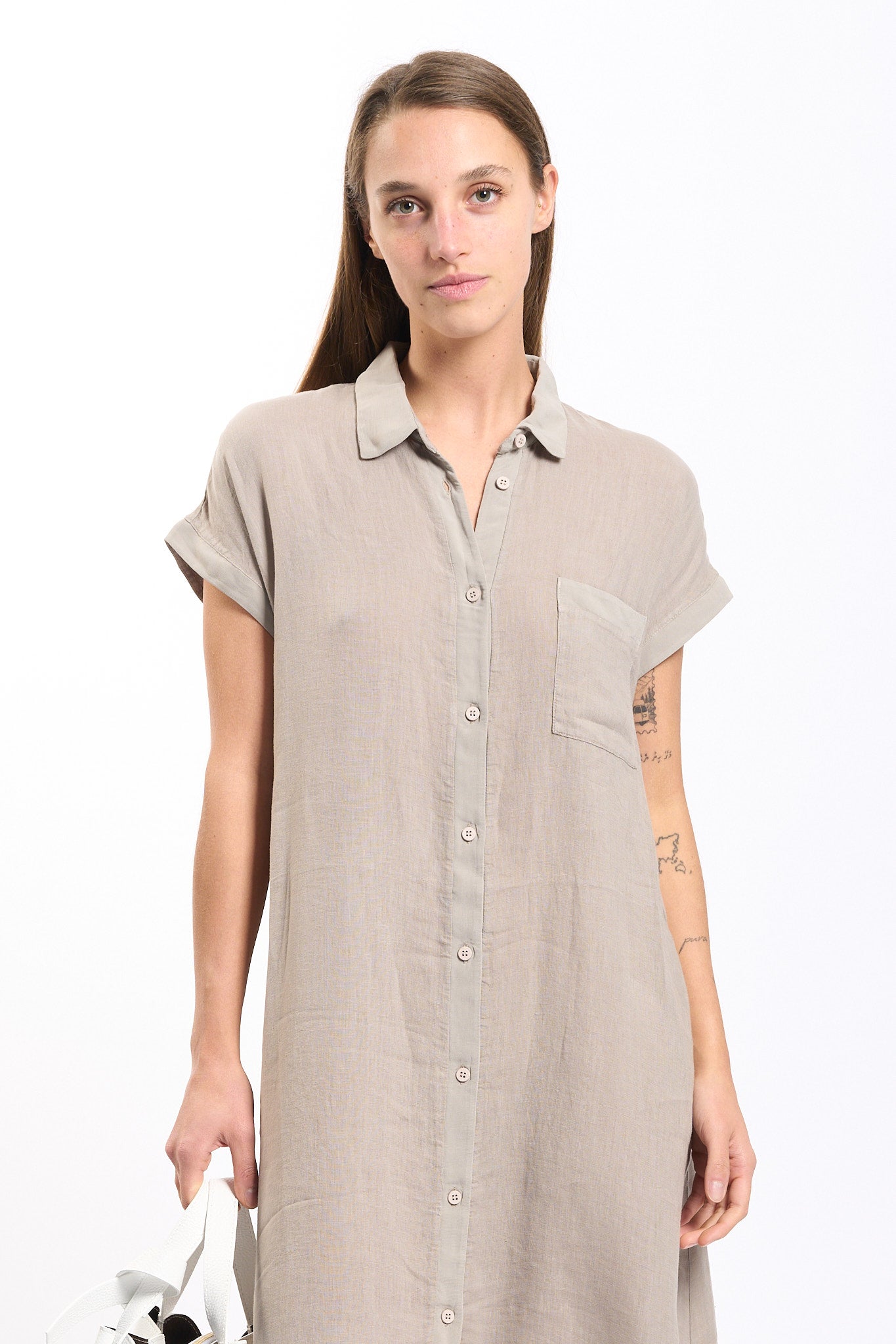 Transit Abito Lungo in Lino Corda Donna-5