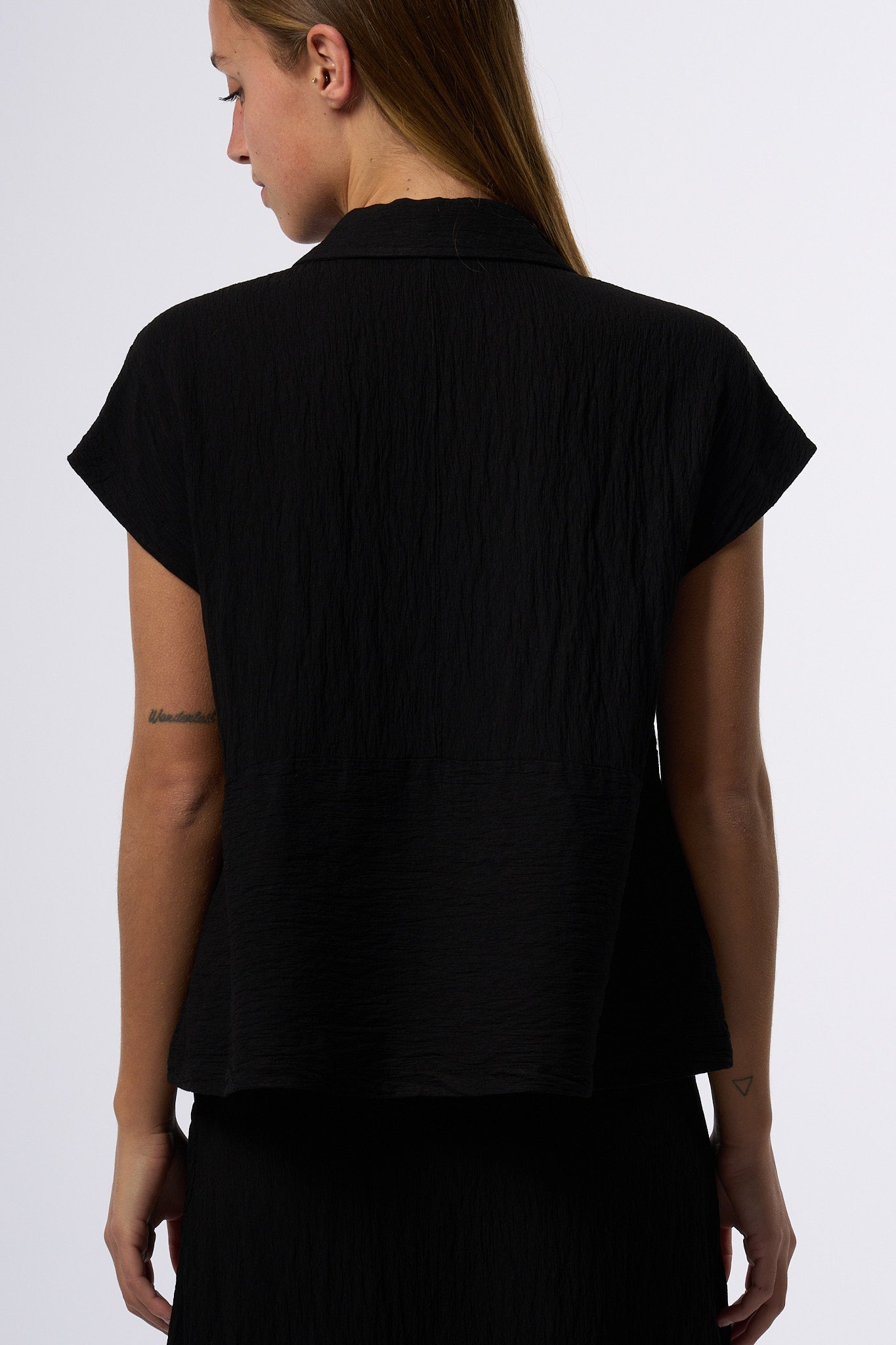 Transit Camicia Corta Goffrato Nero Donna-6