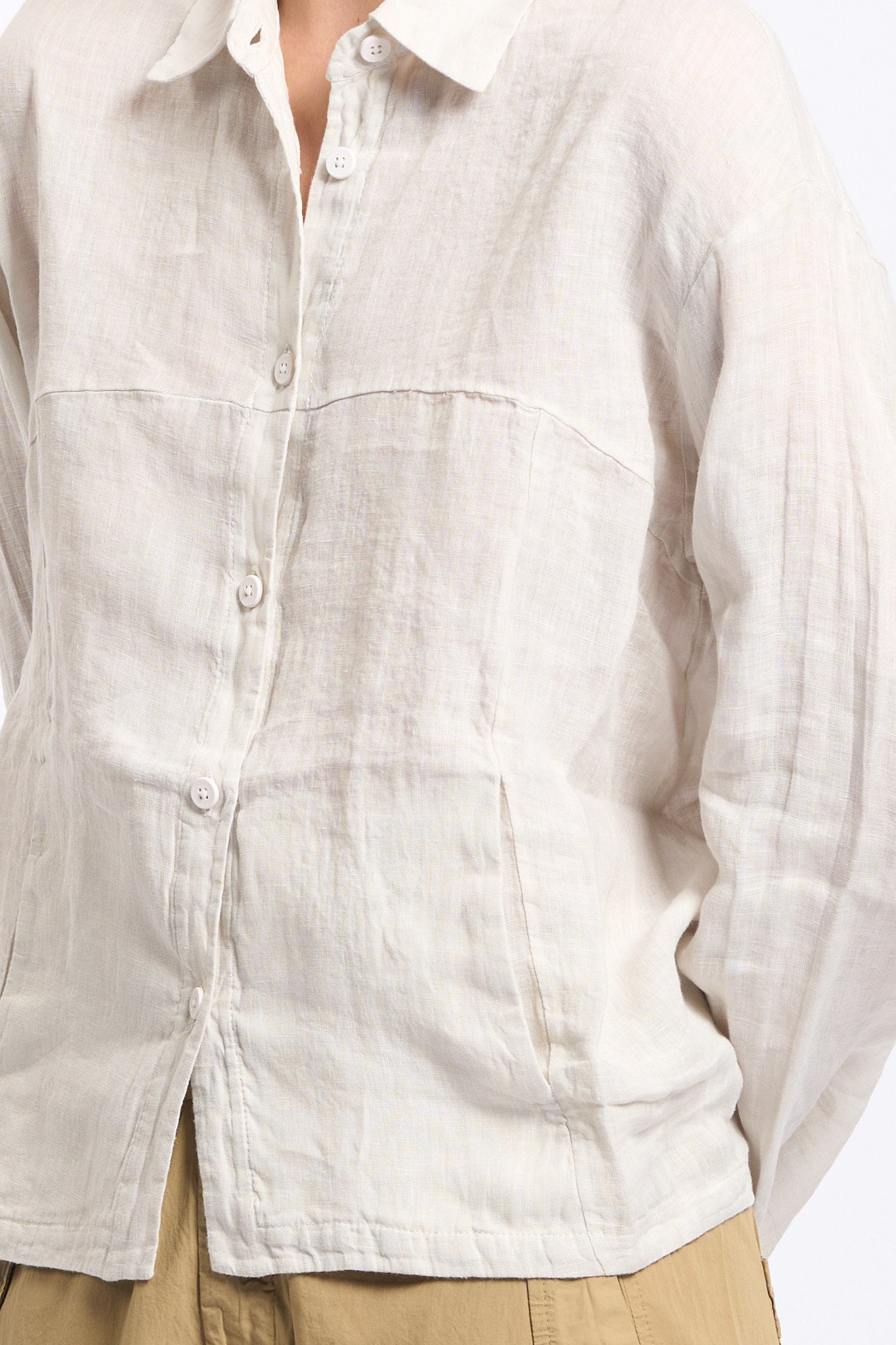 Transit Camicia in Lino Crema Donna-5