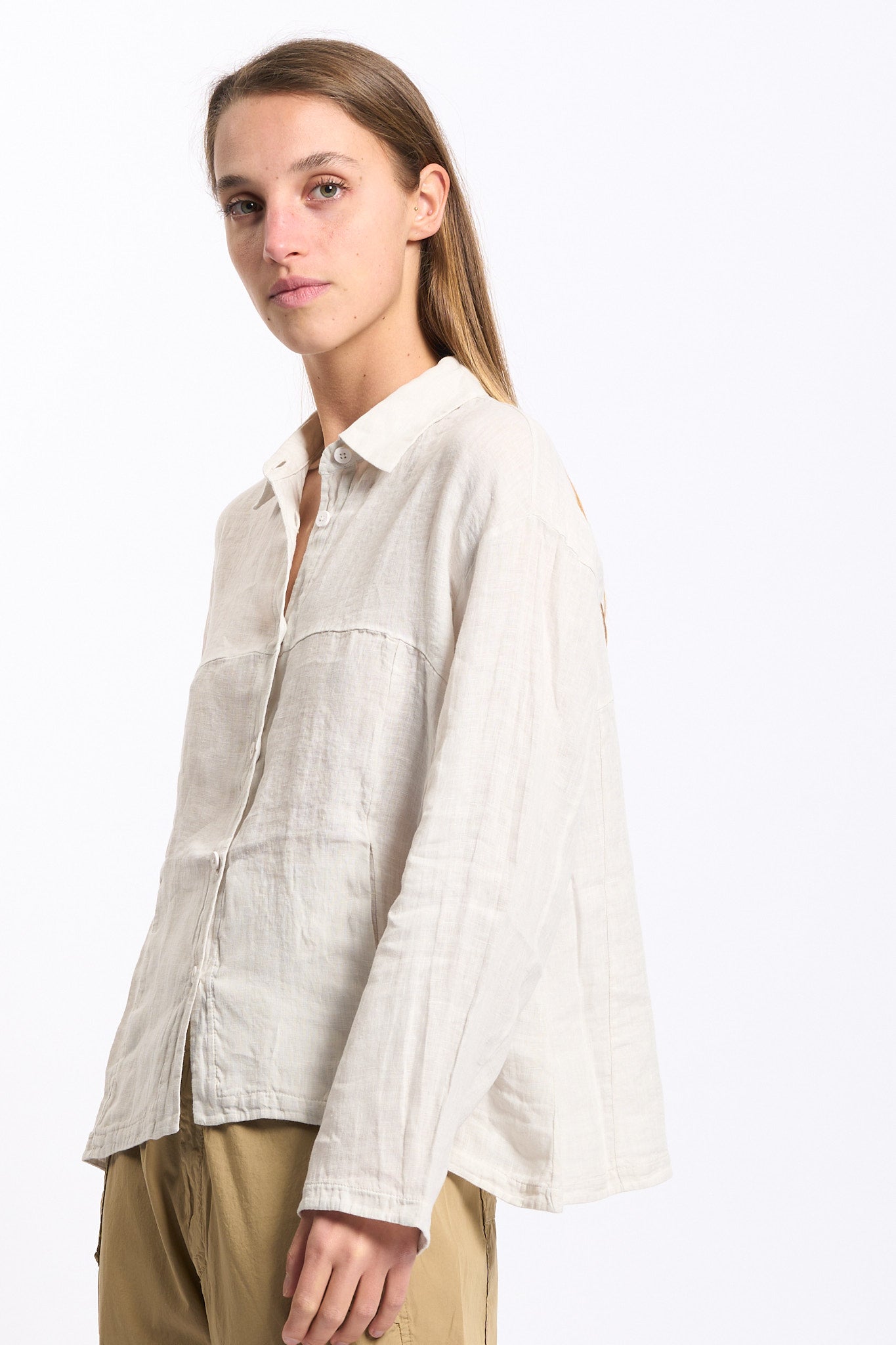 Transit Camicia in Lino Crema Donna-2