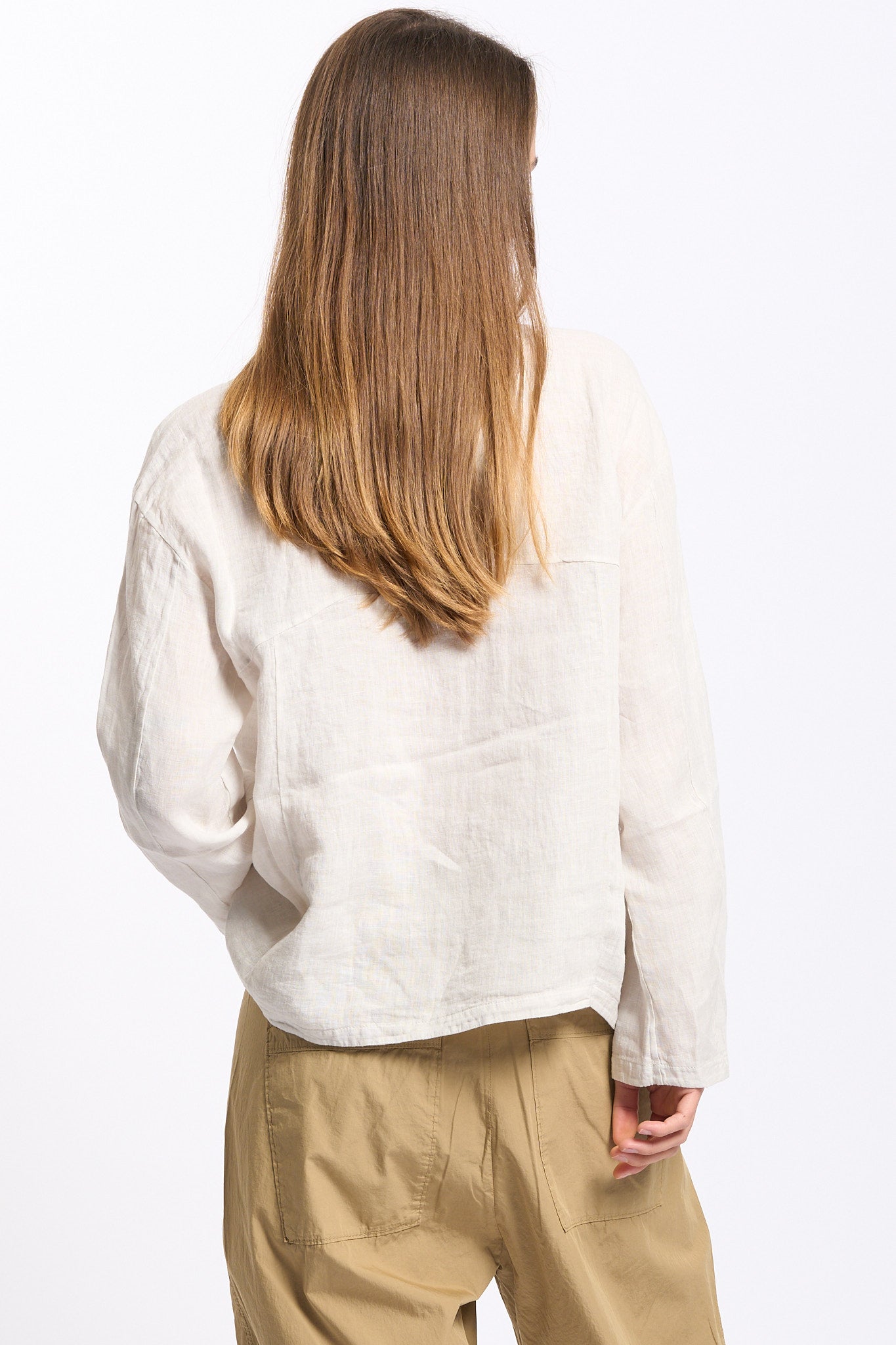 Transit Camicia in Lino Crema Donna-6
