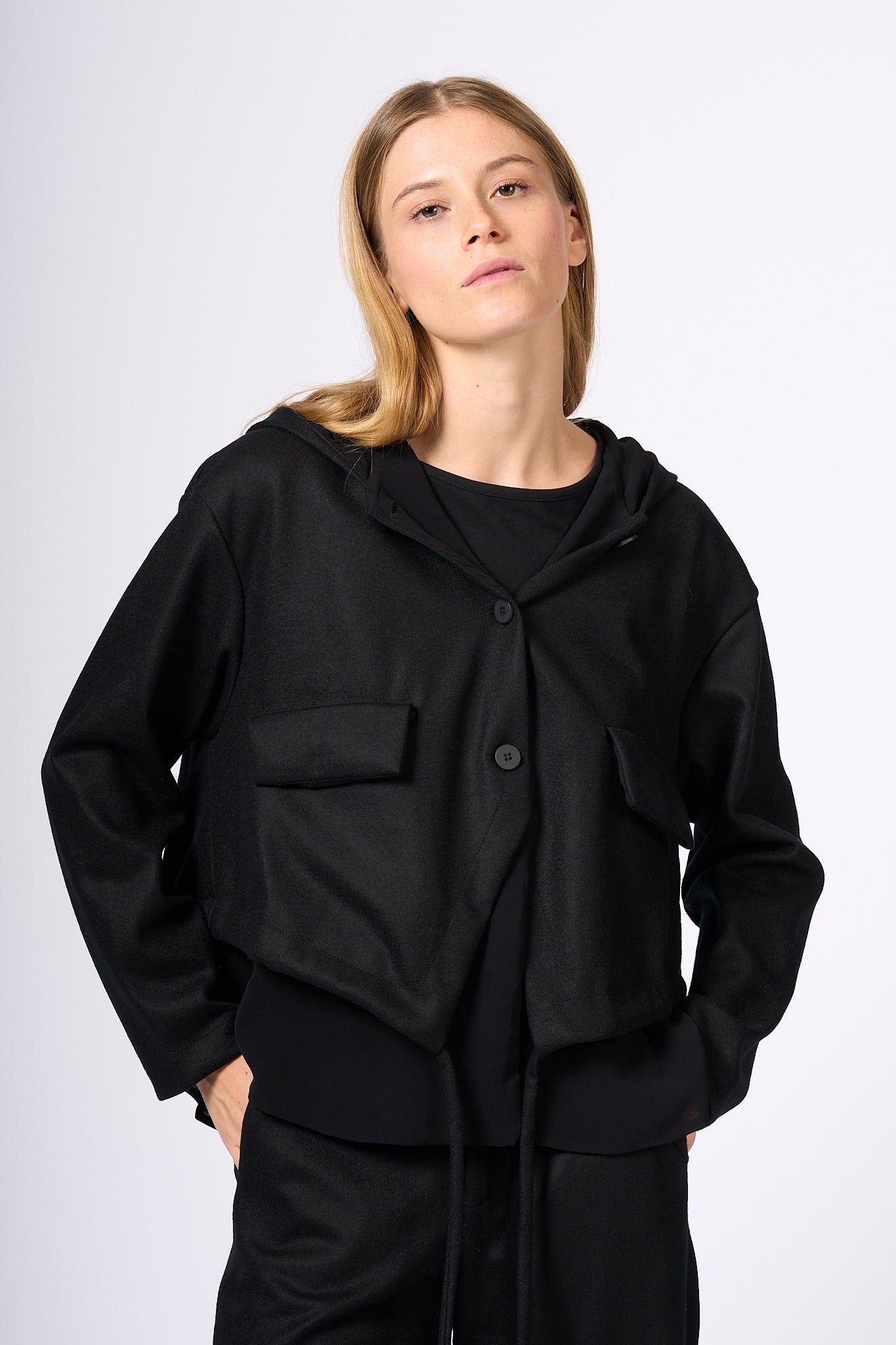 Transit Women's Black Hooded Jacket-3