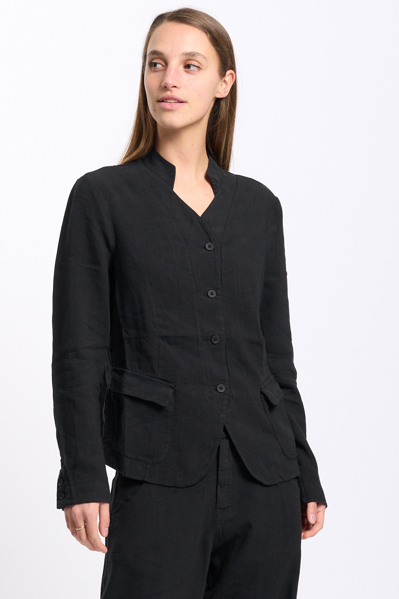 Transit Giacca in Misto Lino Nero Donna-1