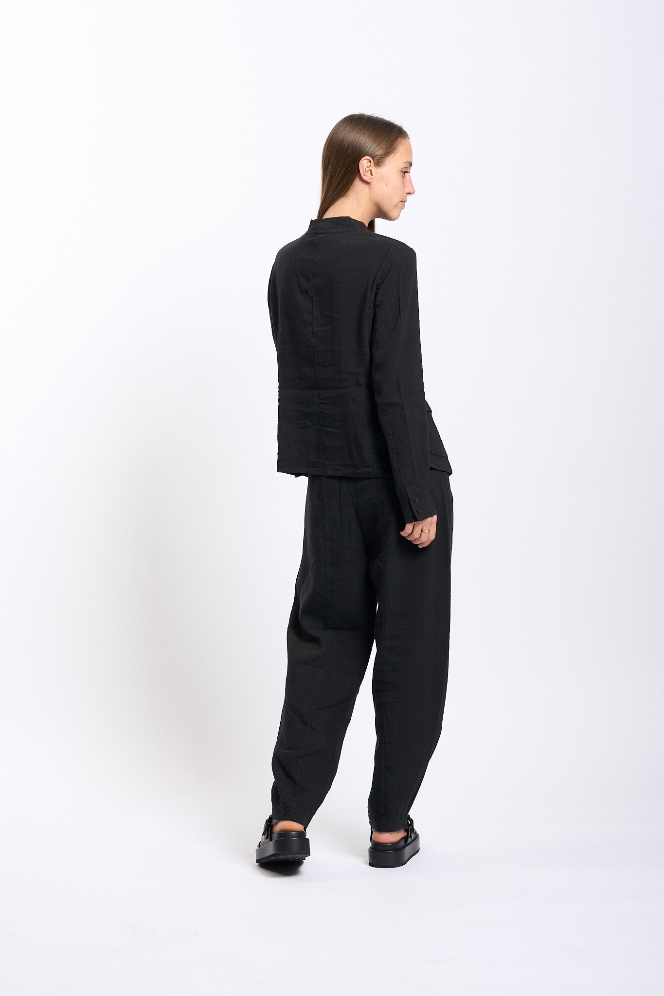 Transit Giacca in Misto Lino Nero Donna-7