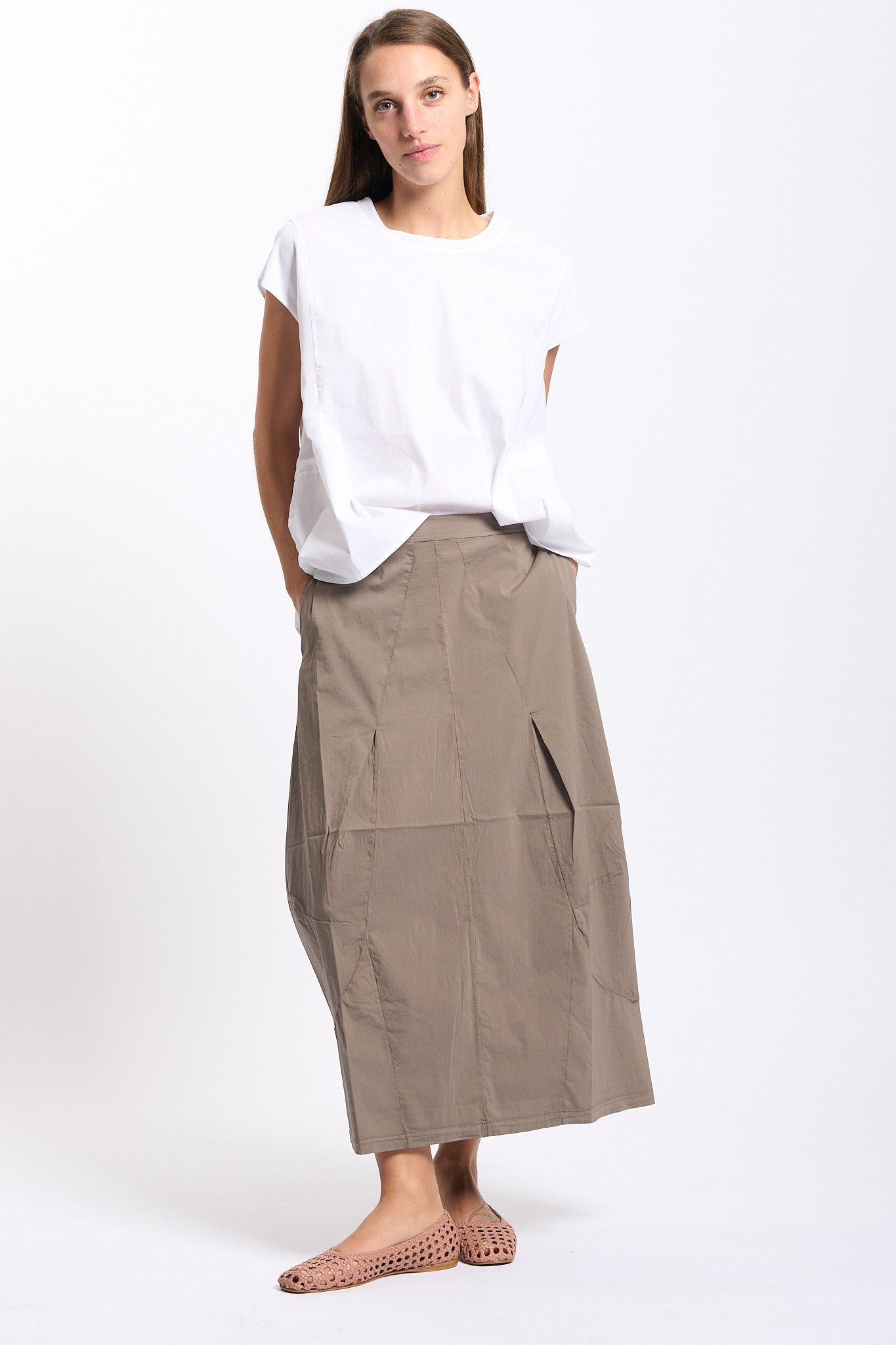 Transit Gonna Bombè Tortora Donna-3