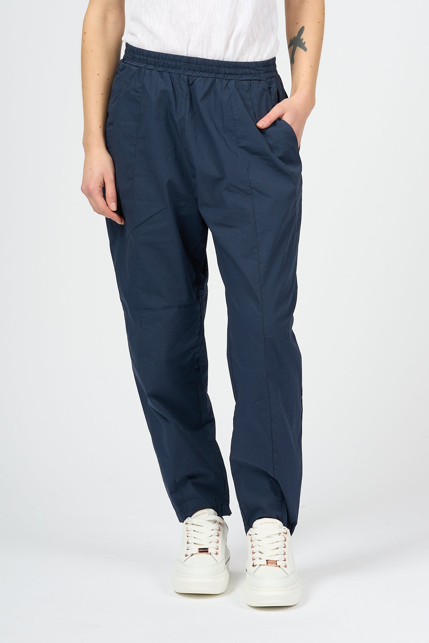 Transit Pantalone Cotone Blu Navy Donna-1