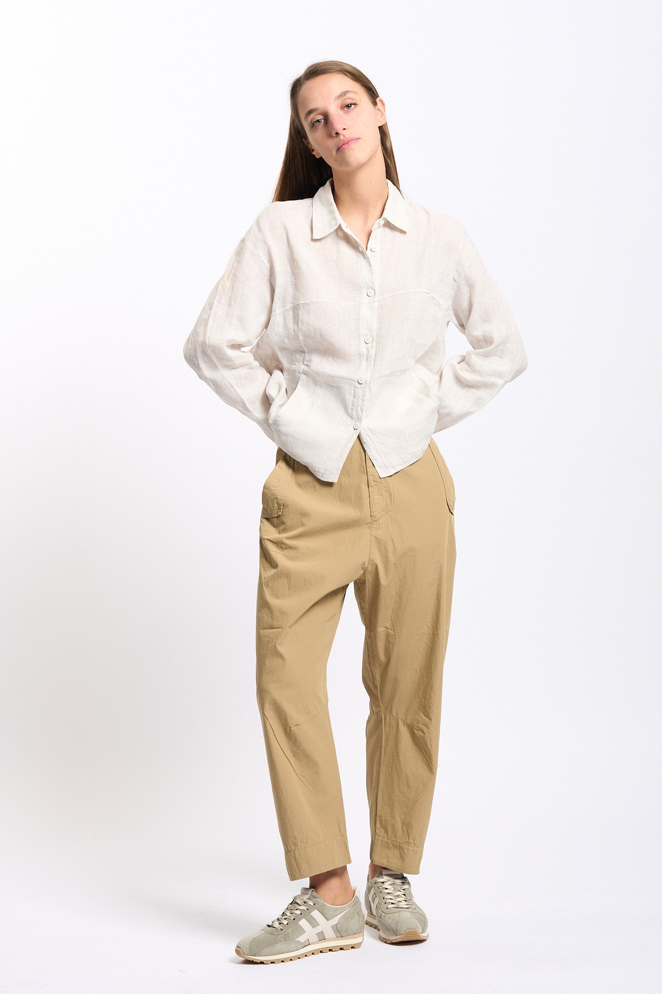Transit Pantalone in Cotone Leggero Nocciola Donna-2