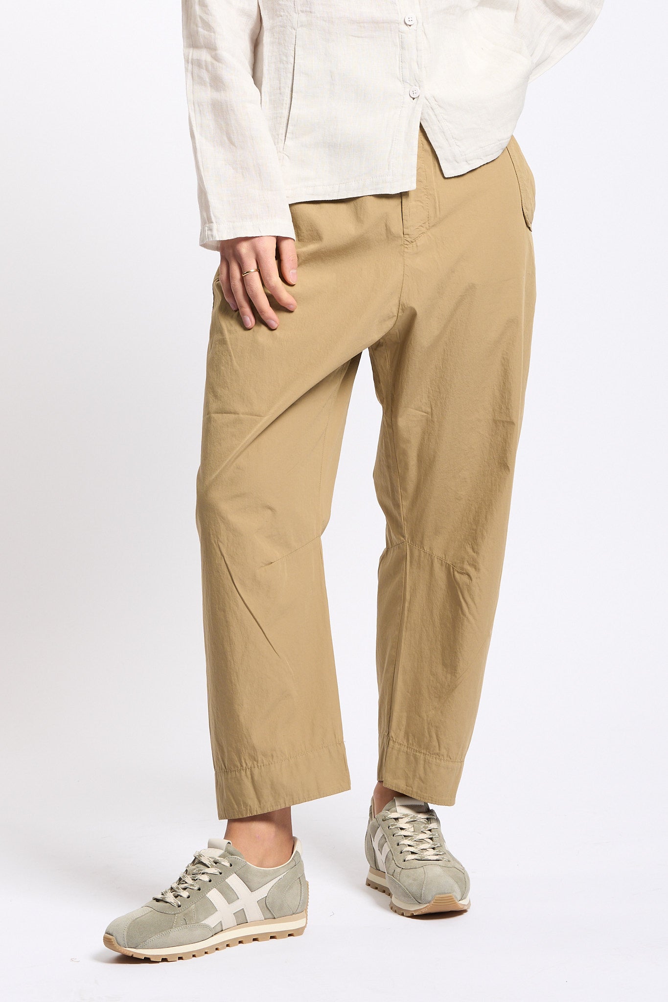 Transit Pantalone in Cotone Leggero Nocciola Donna-3