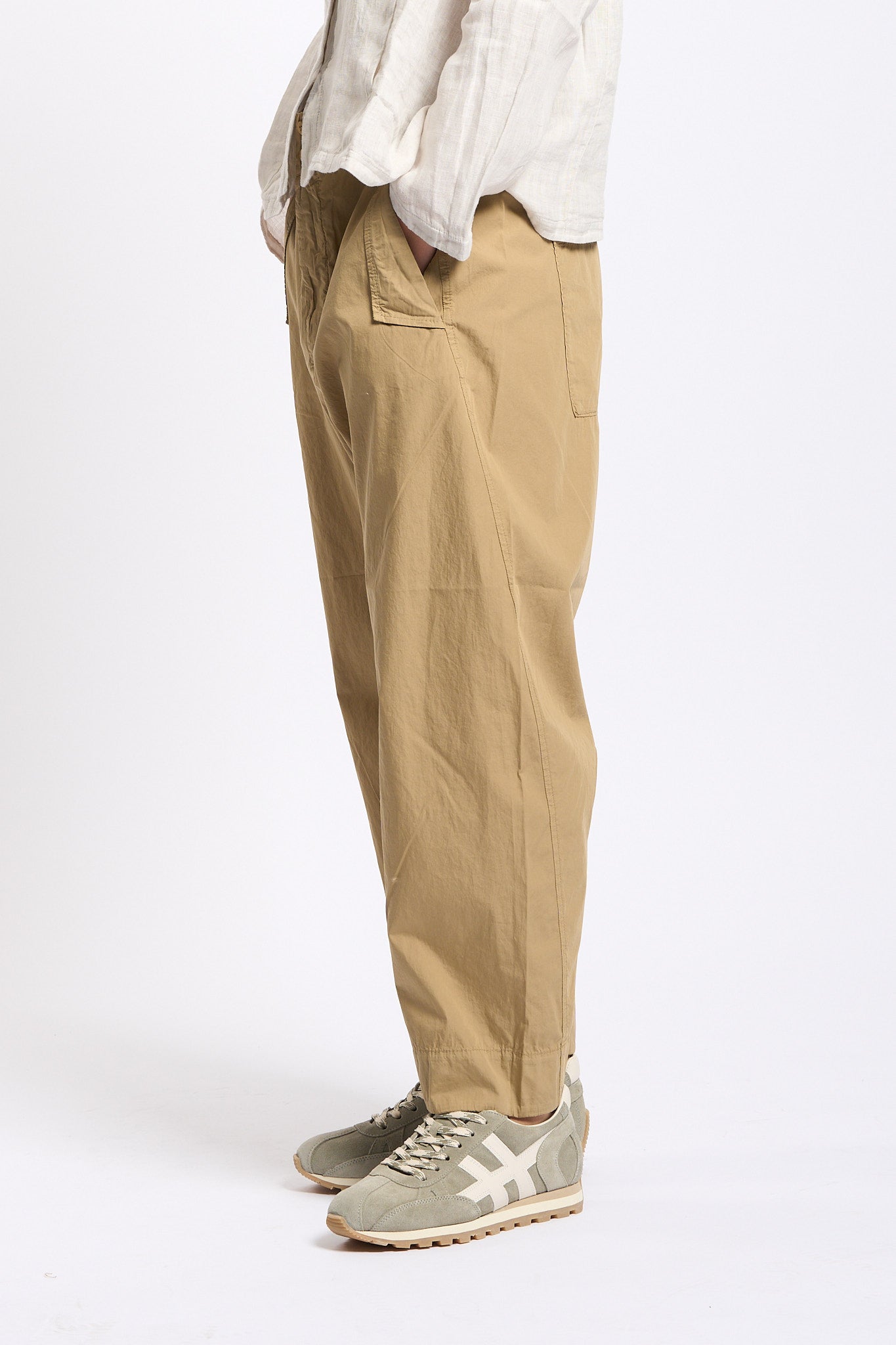 Transit Pantalone in Cotone Leggero Nocciola Donna-4