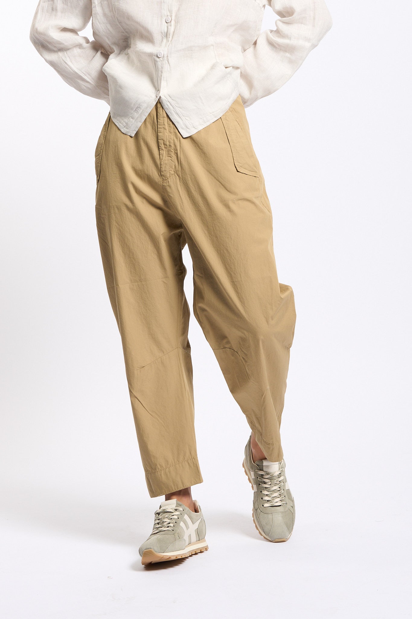 Transit Pantalone in Cotone Leggero Nocciola Donna-1