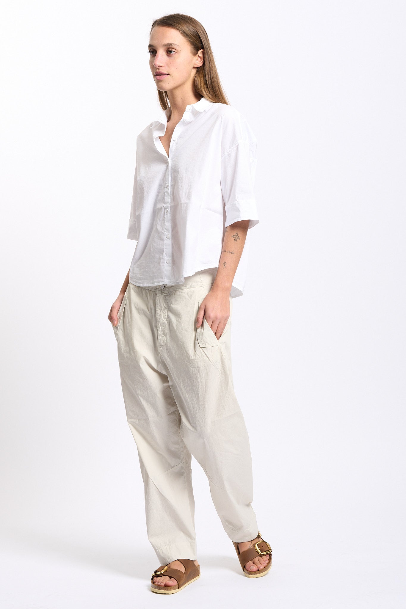 Transit Pantalone in Cotone Leggero Sabbia Donna-1