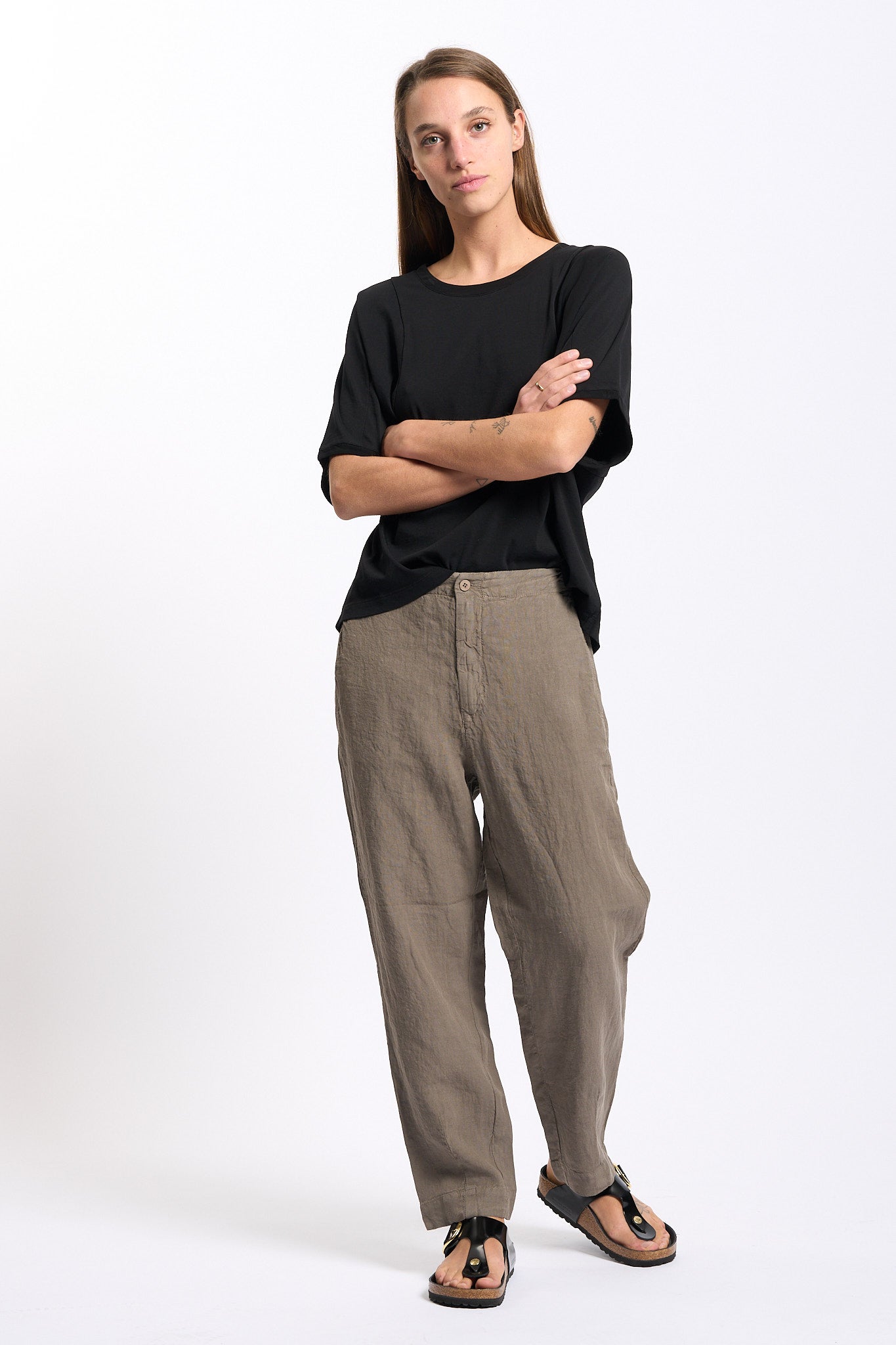 Transit Pantalone in Lino Tortora Donna-2