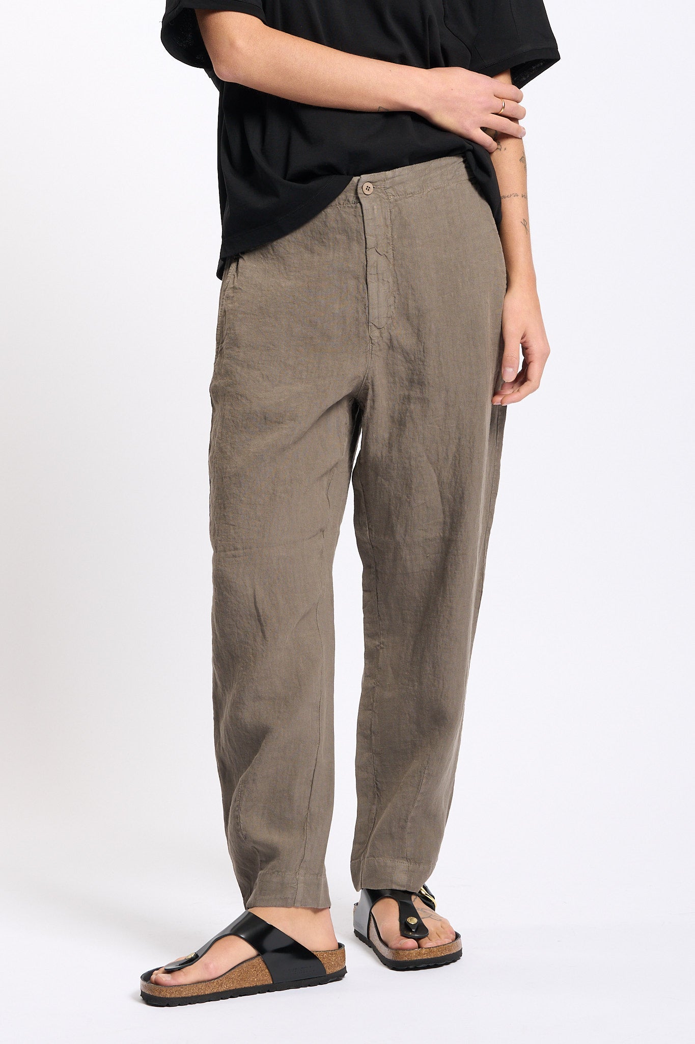 Transit Pantalone in Lino Tortora Donna-1
