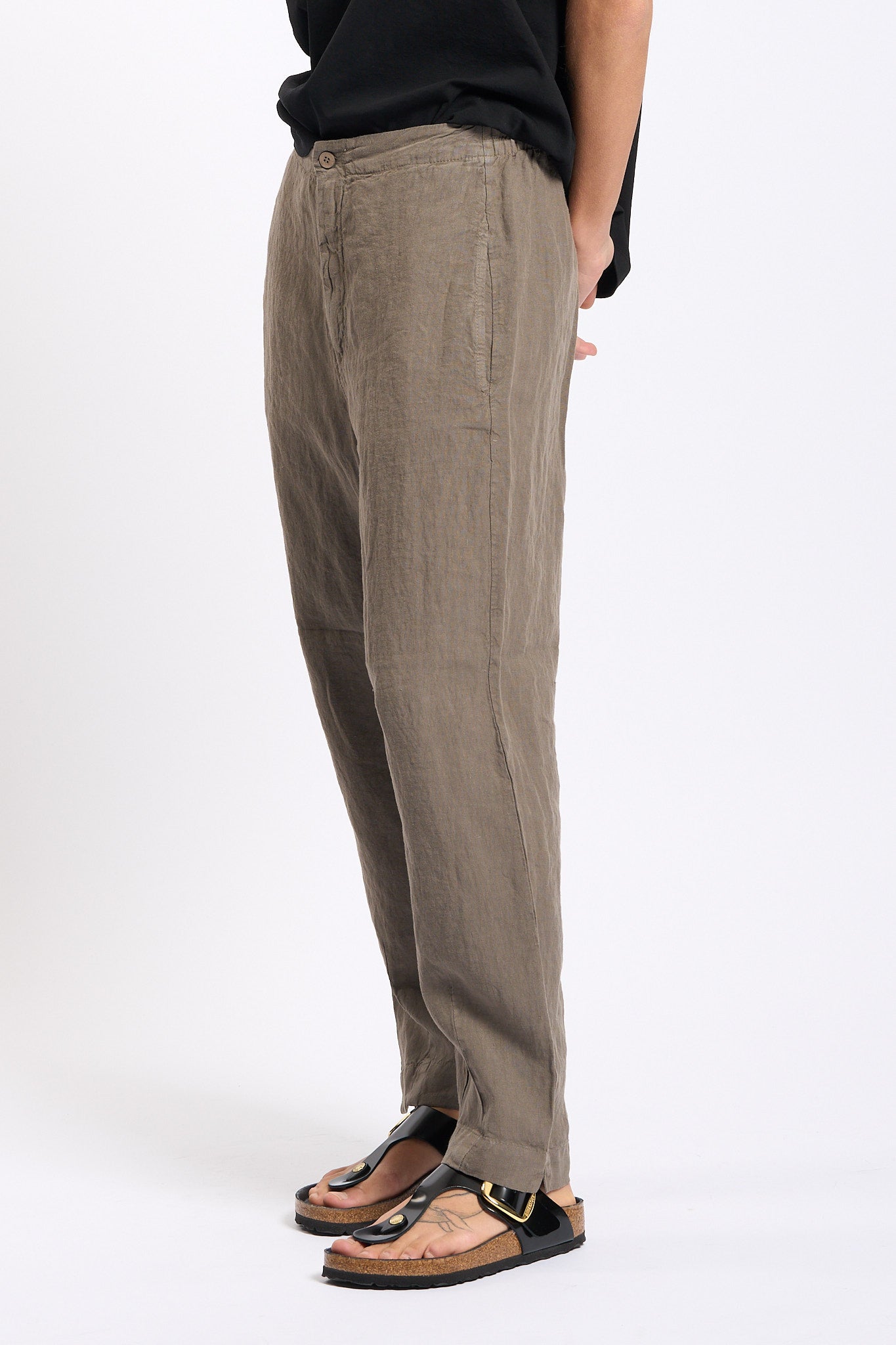 Transit Pantalone in Lino Tortora Donna-4
