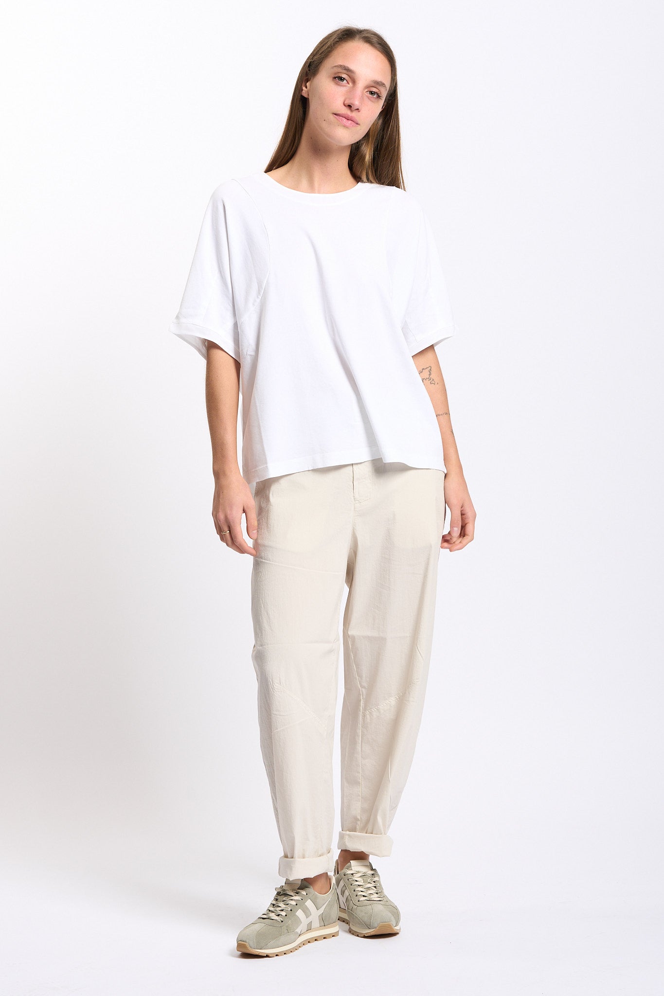 Transit Pantalone in Tela di Cotone Sabbia Donna-3