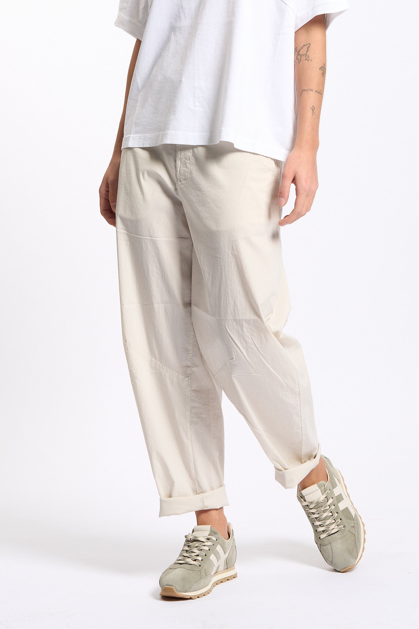 Transit Pantalone in Tela di Cotone Sabbia Donna-1