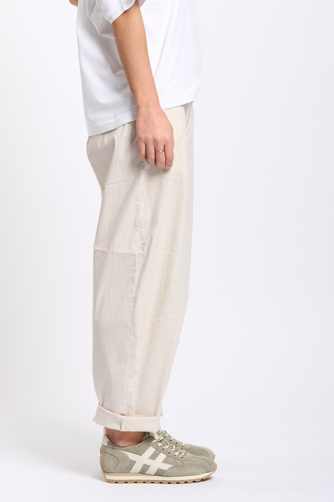 Transit Pantalone in Tela di Cotone Sabbia Donna-2