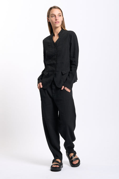 Transit Pantalone in misto Lino Nero Donna