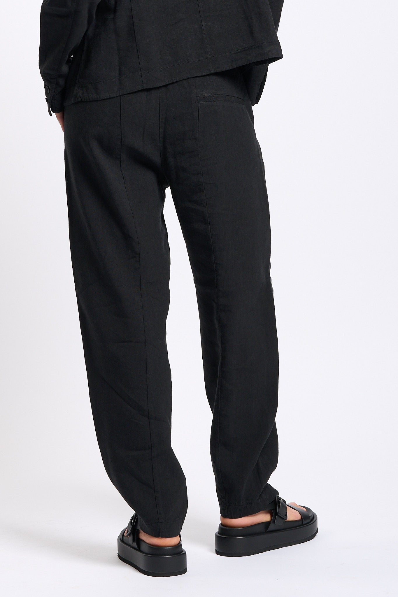 Transit Pantalone in misto Lino Nero Donna-3