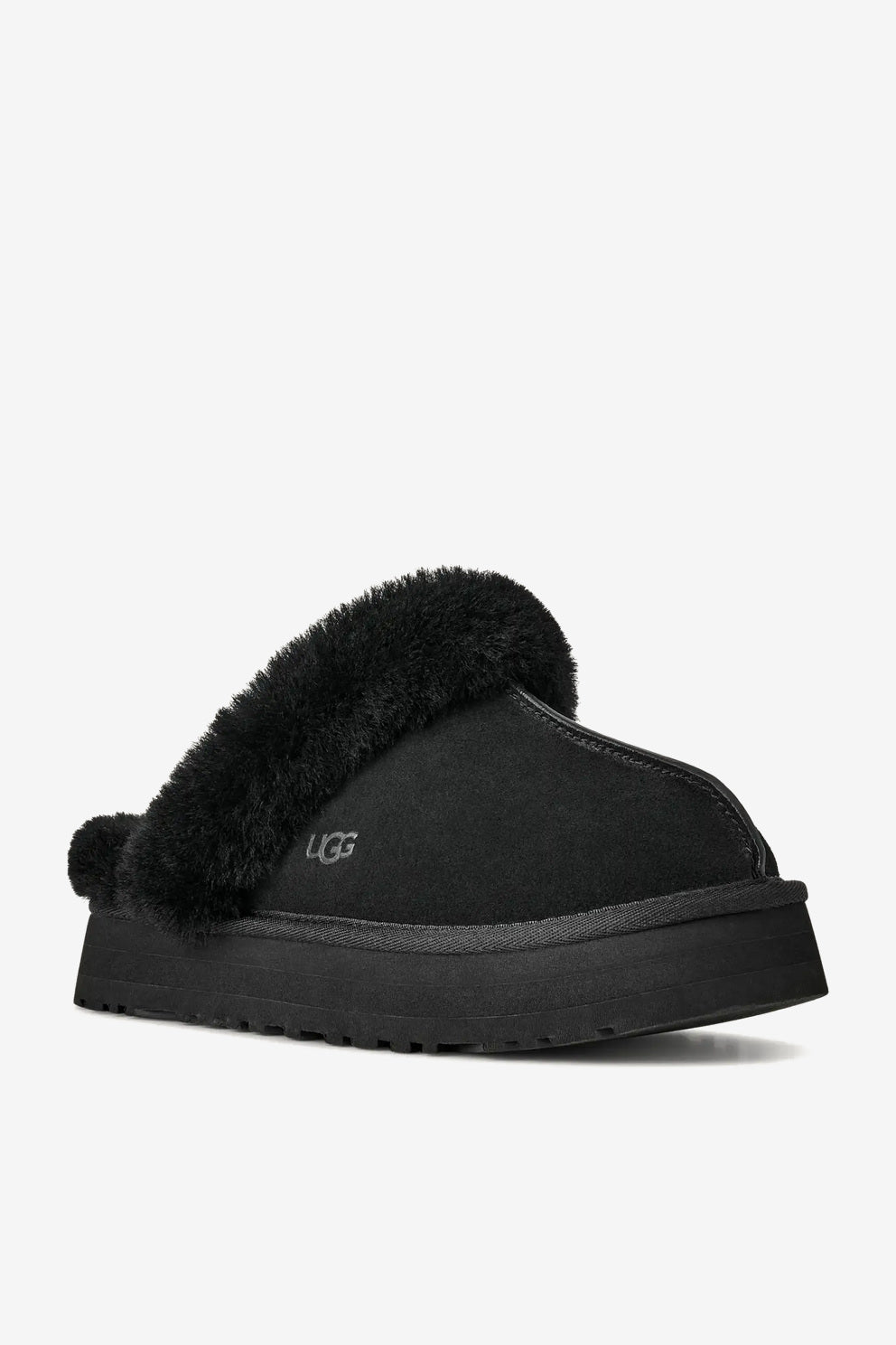 UGG Disquette pantofola nera donna con plateau-2