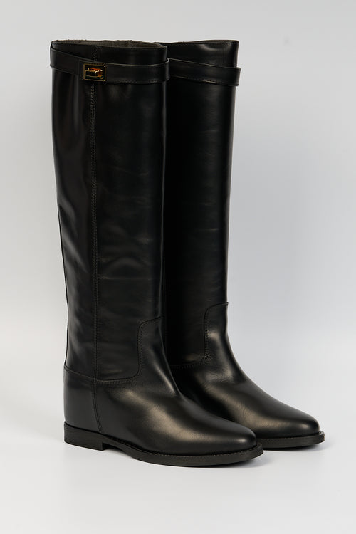 Via Roma 15 Black Padlock Boot Women-2