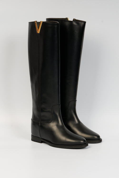 Via Roma 15 Boot V Gold Black Woman-2