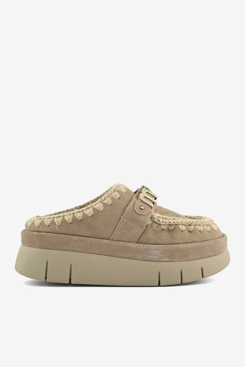 Mou Welt Clog Suede donna con suola platform leggera