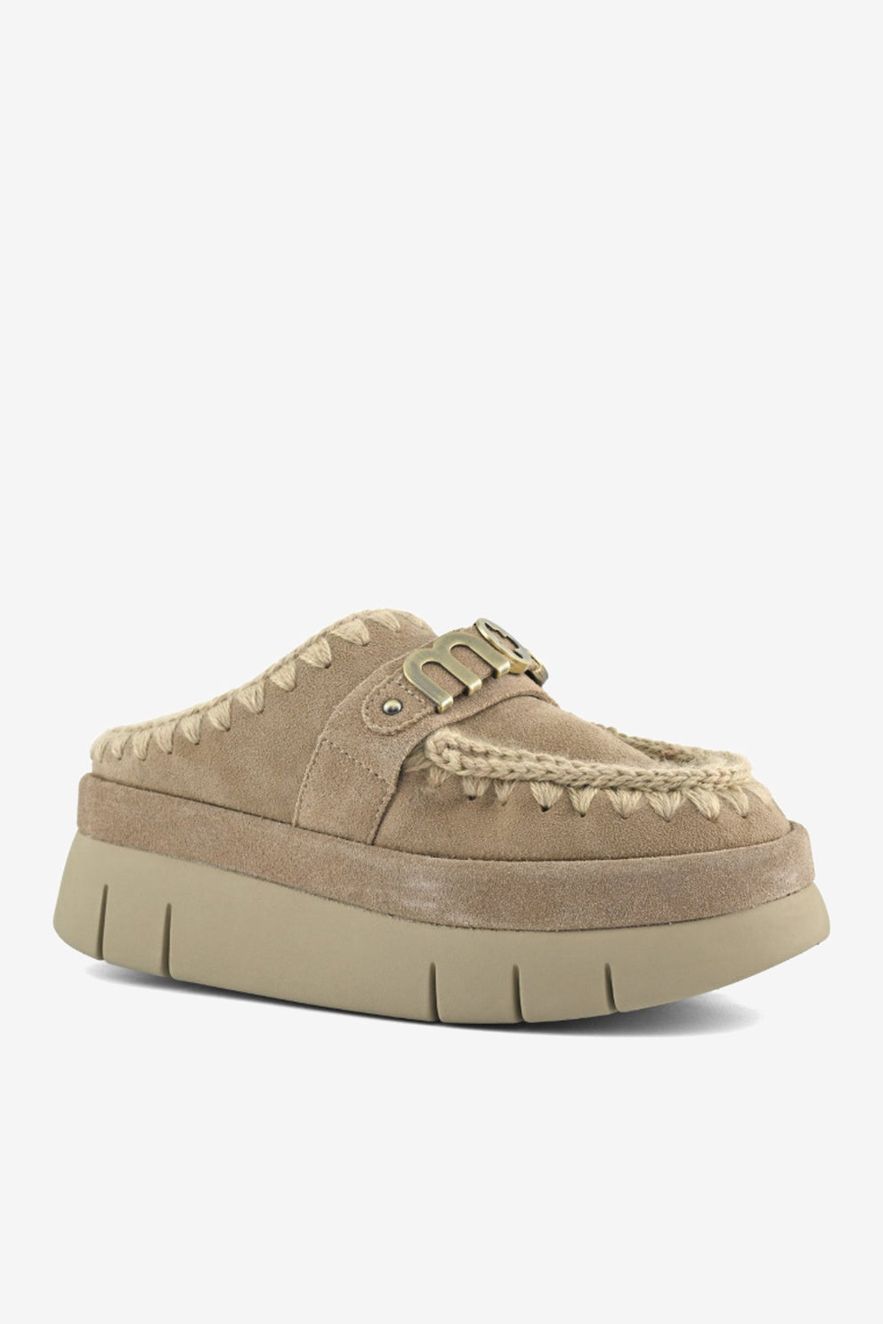 Mou Welt Clog Suede donna con suola platform leggera-5