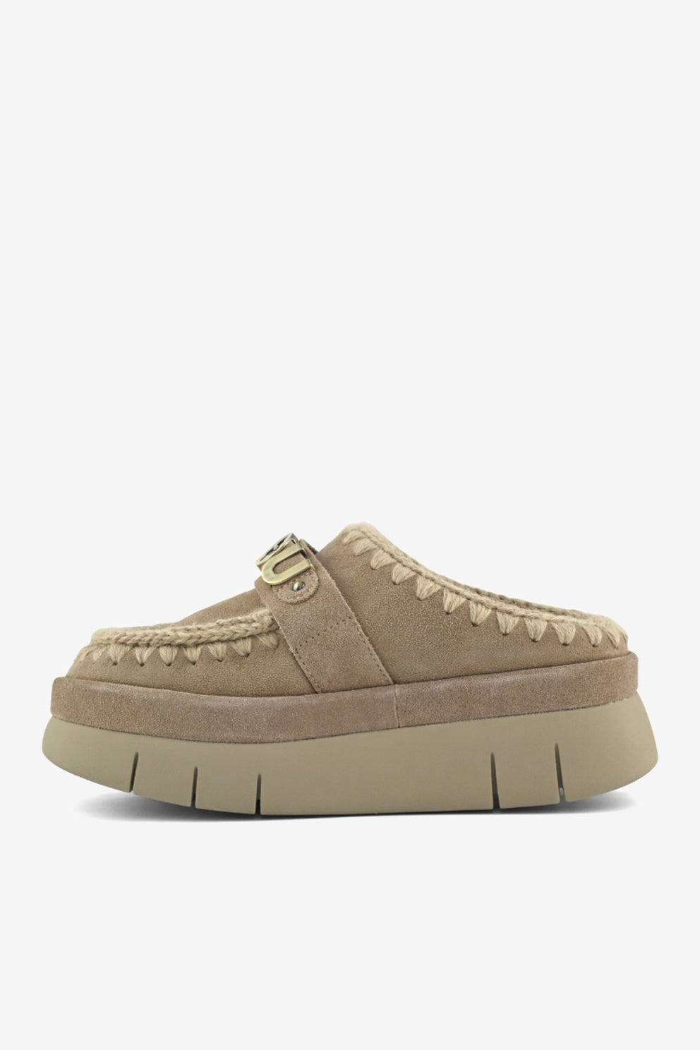 Mou Welt Clog Suede donna con suola platform leggera-4