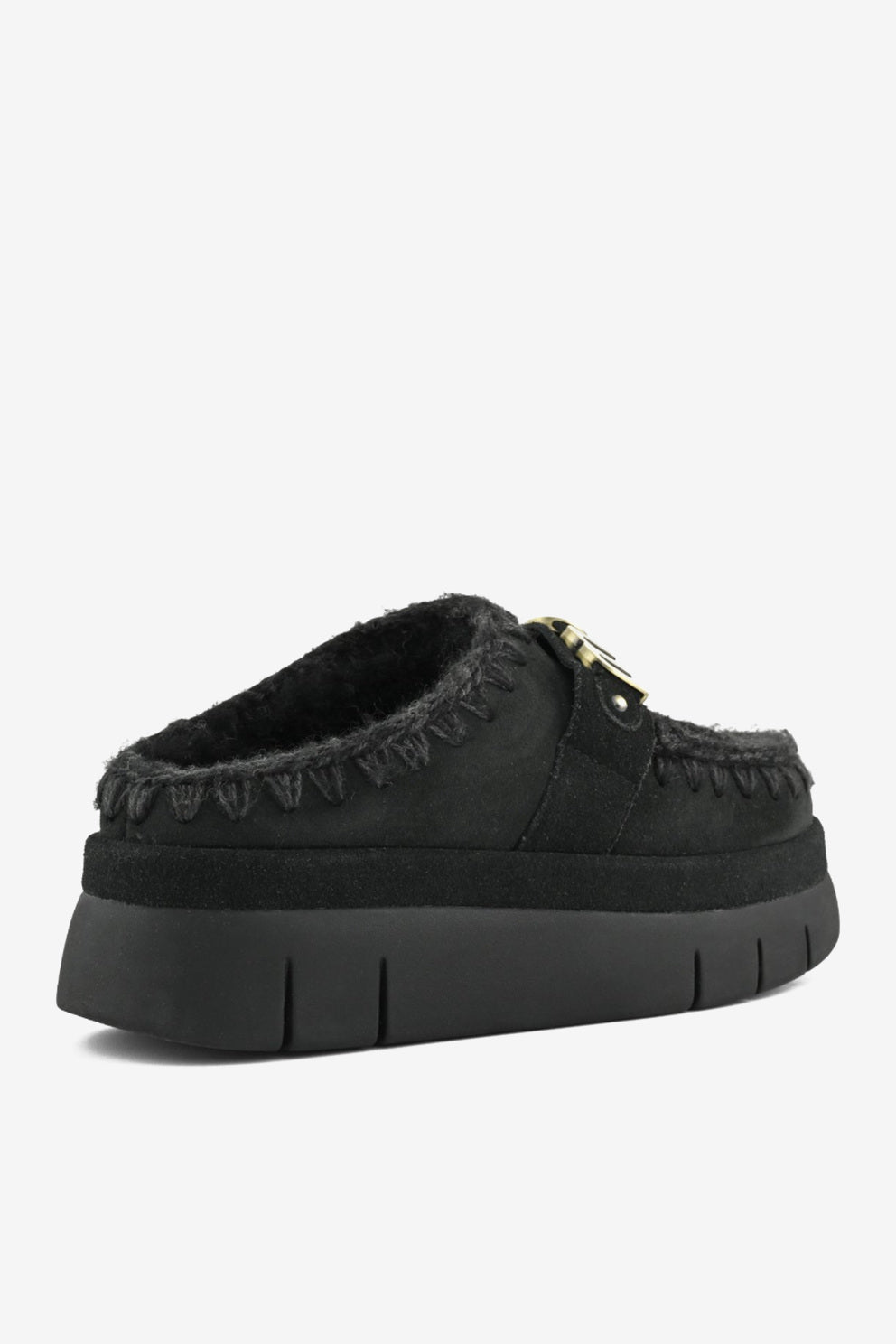 Mou Welt Clog Suede donna in camoscio nero con plateau-2
