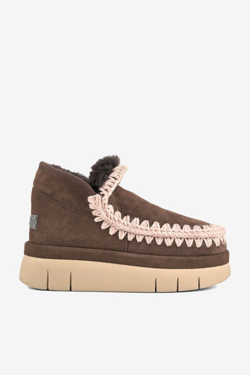 Mou Bounce Welt sneaker suede Caffe' da donna in camoscio