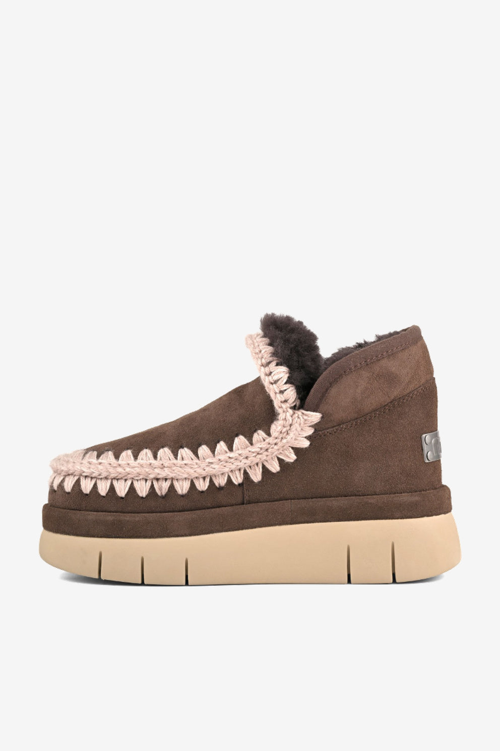 Mou Bounce Welt sneaker suede Caffe' da donna in camoscio-4