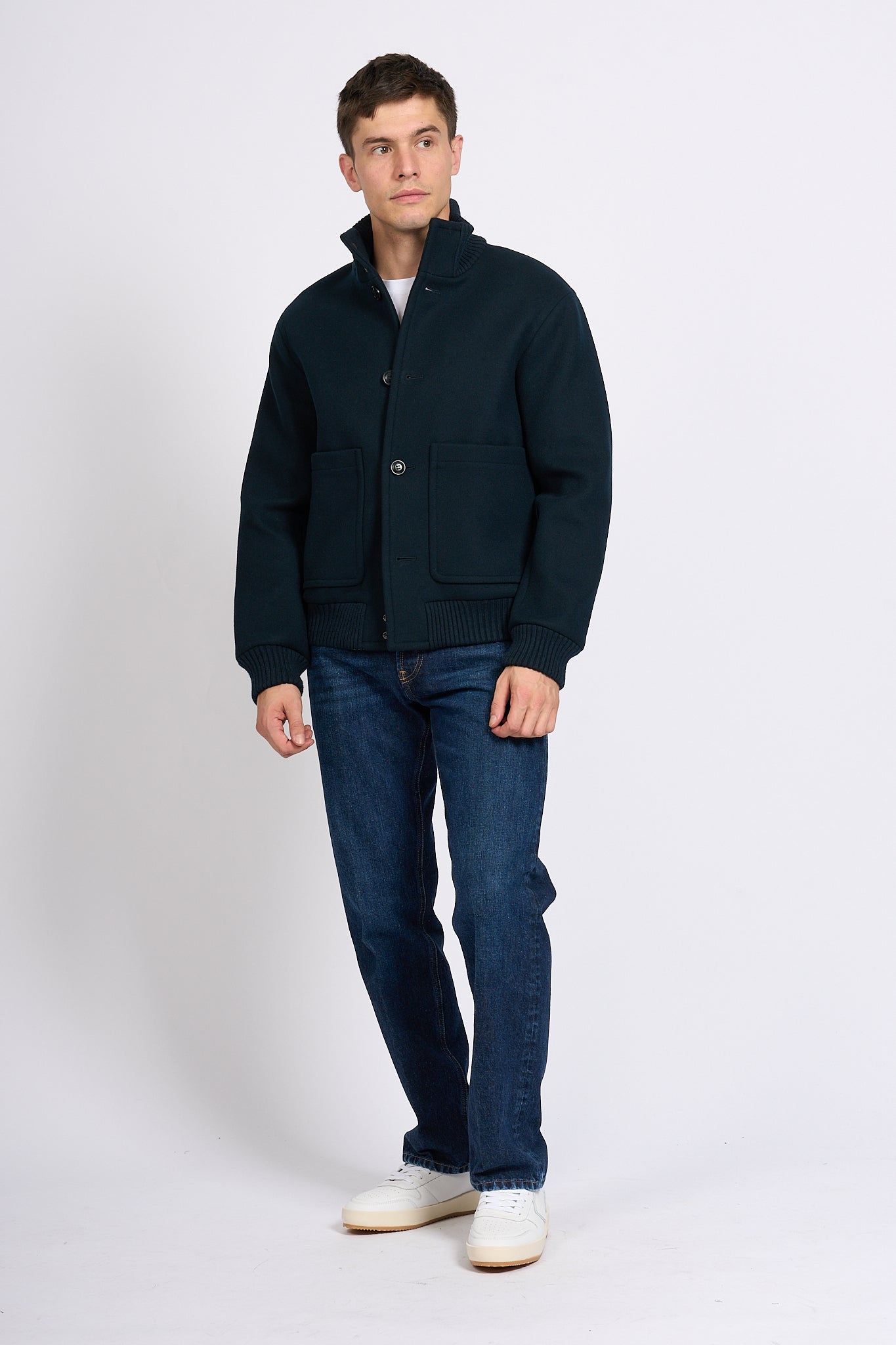 Woolrich Bomber Melton Blu Uomo-2