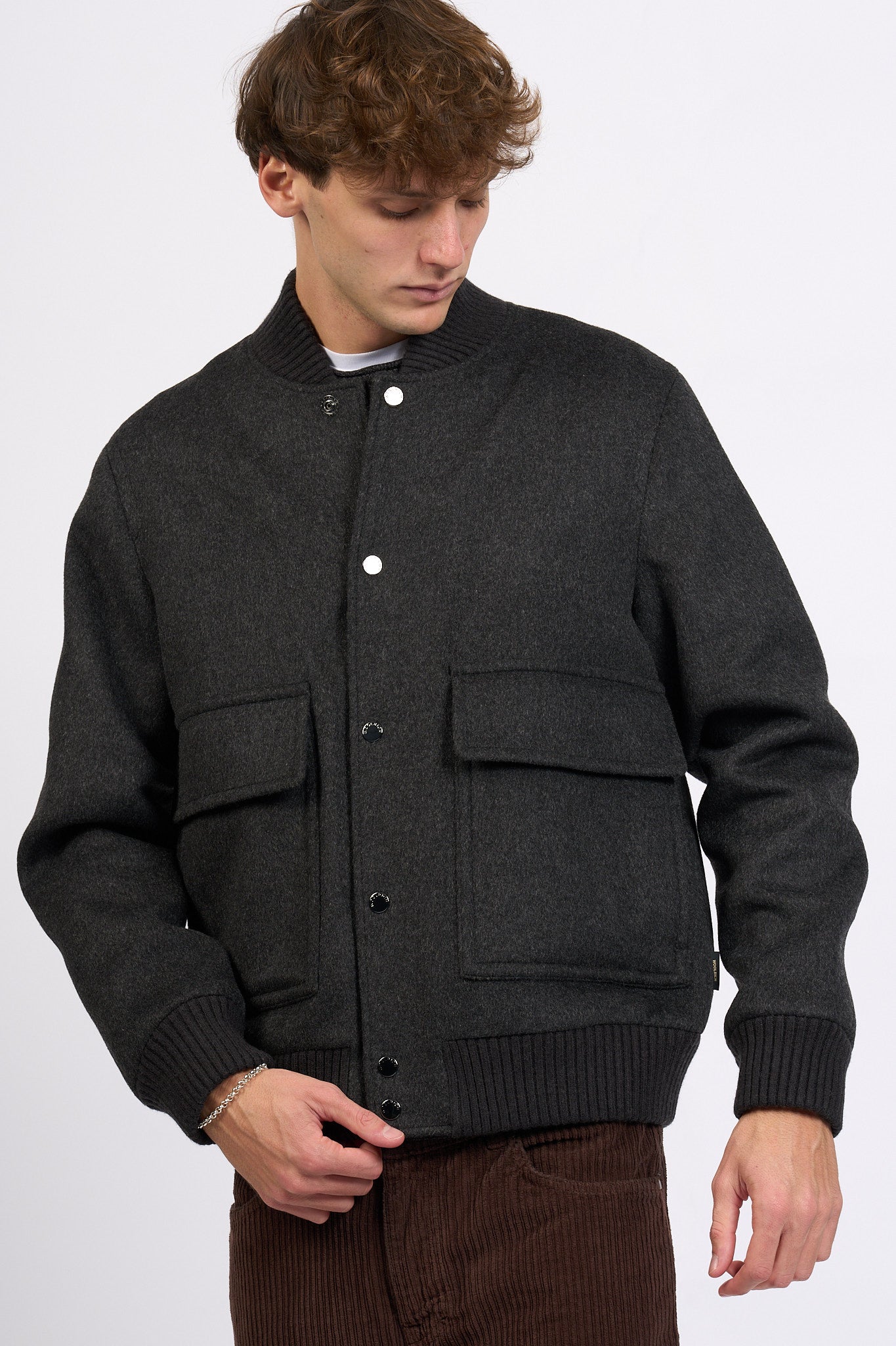 Woolrich Bomber Miles Lana Grigio Uomo-5