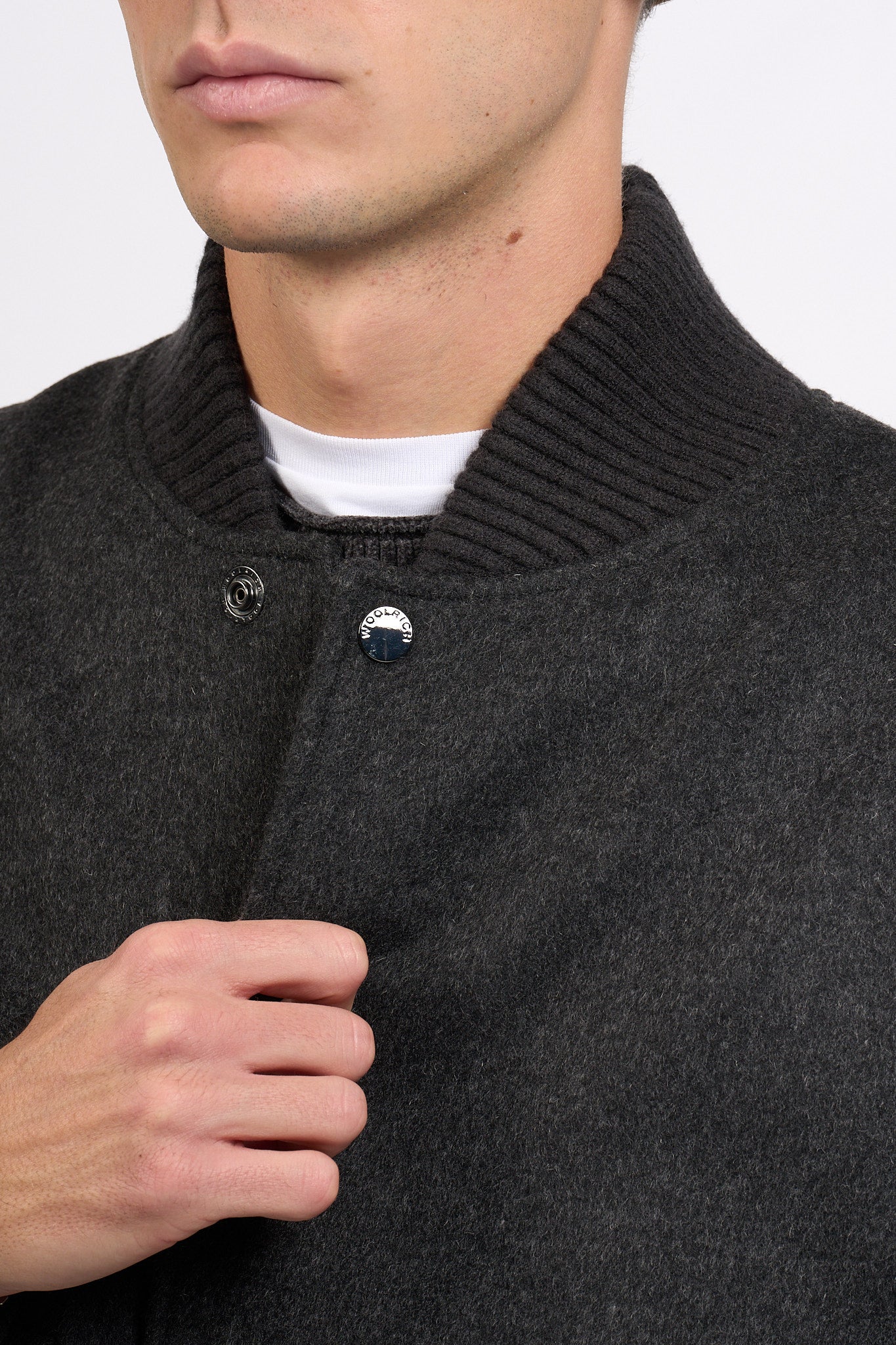 Woolrich Bomber Miles Lana Grigio Uomo-3
