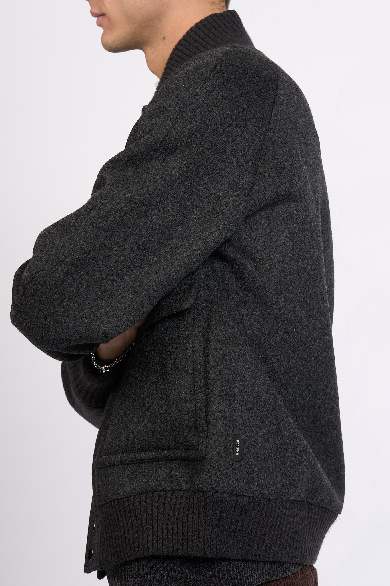 Woolrich Bomber Miles Lana Grigio Uomo-6