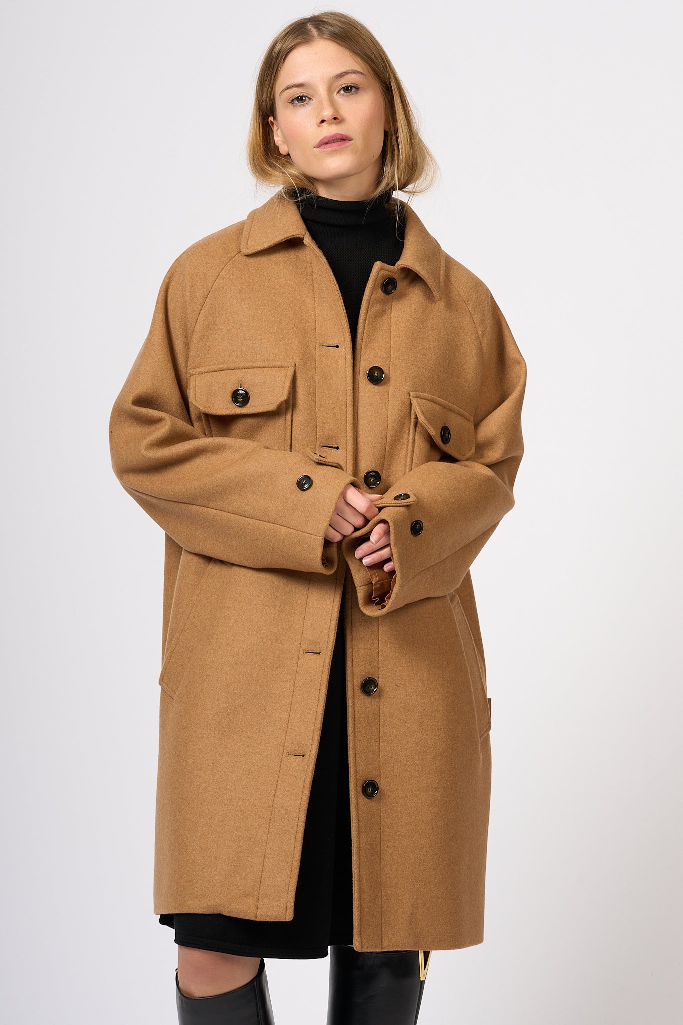 Woolrich Women's Camel Pocket Coat-3