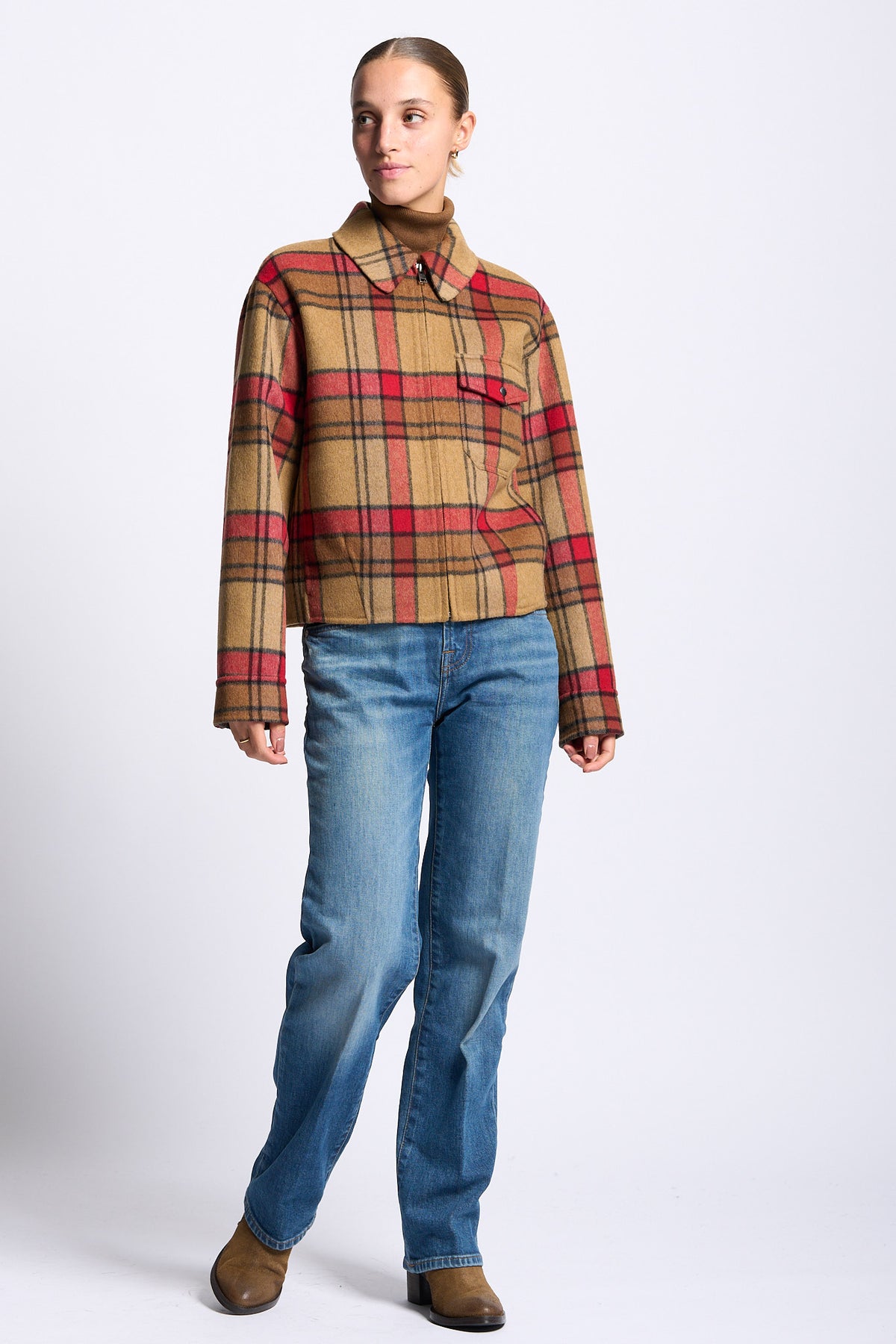 Woolrich Giacca Camicia Lana Check da donna con zip-3