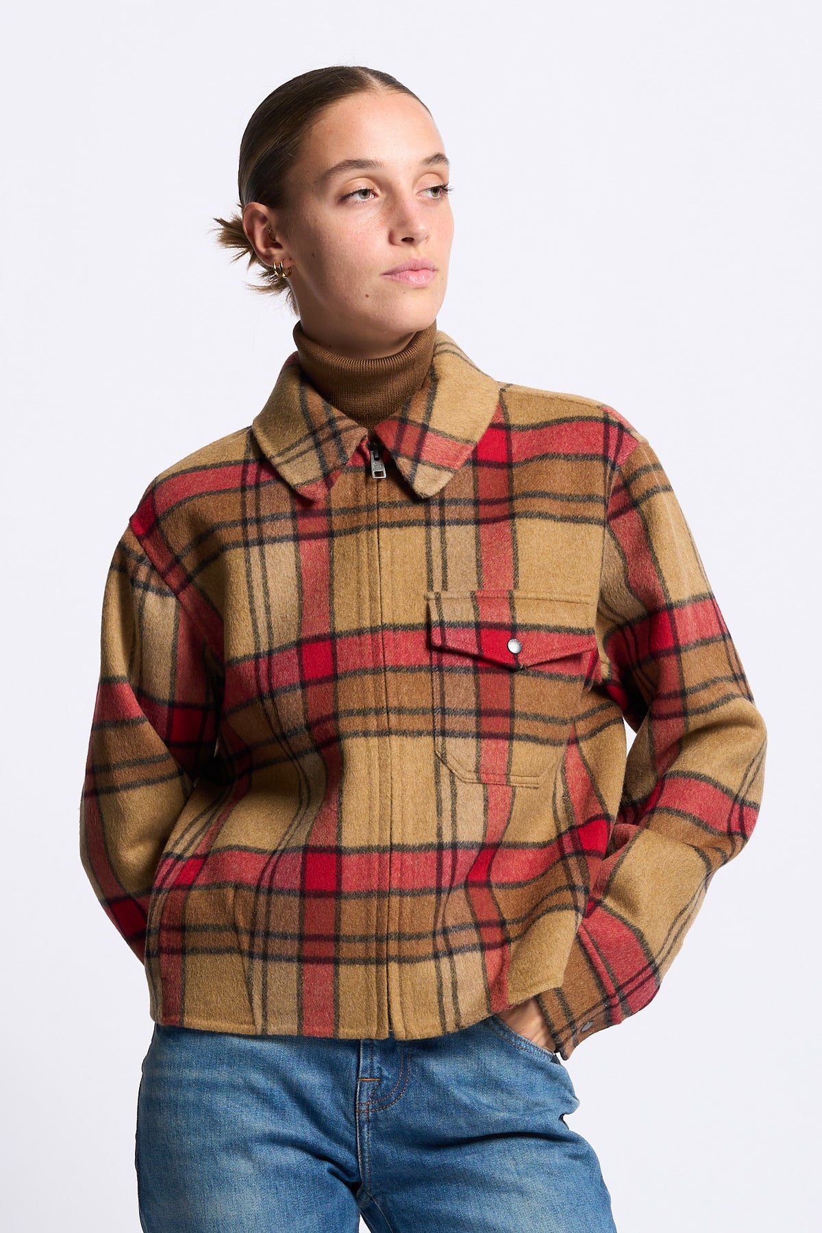 Woolrich Giacca Camicia Lana Check da donna con zip-1