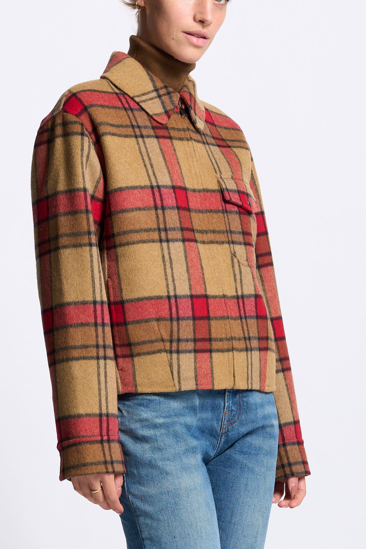 Woolrich Giacca Camicia Lana Check da donna con zip-7