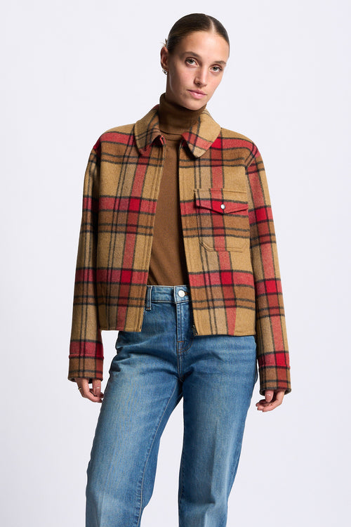 Woolrich Giacca Camicia Lana Check da donna con zip-2