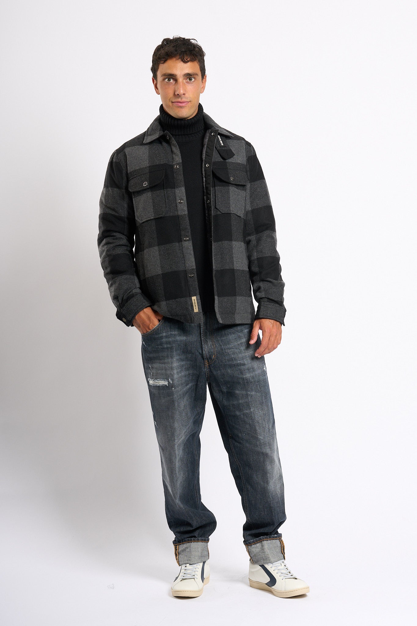 Woolrich Giaccca Camicia Alaskan Cemento Uomo-3