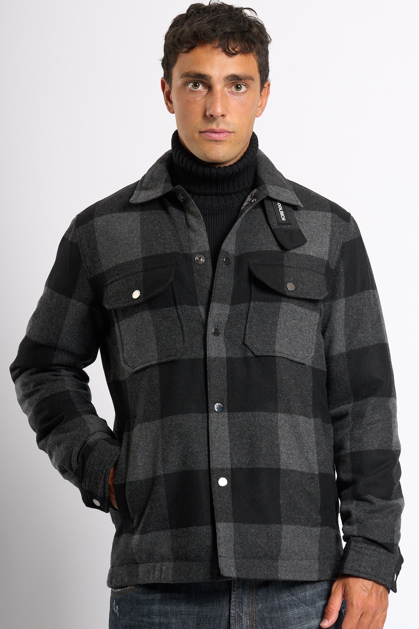 Woolrich Giaccca Camicia Alaskan Cemento Uomo-4