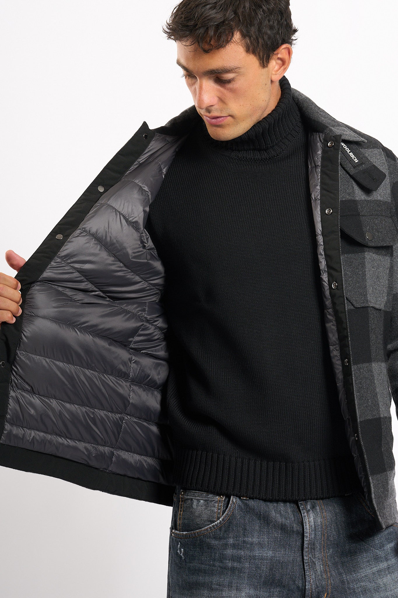 Woolrich Giaccca Camicia Alaskan Cemento Uomo-8