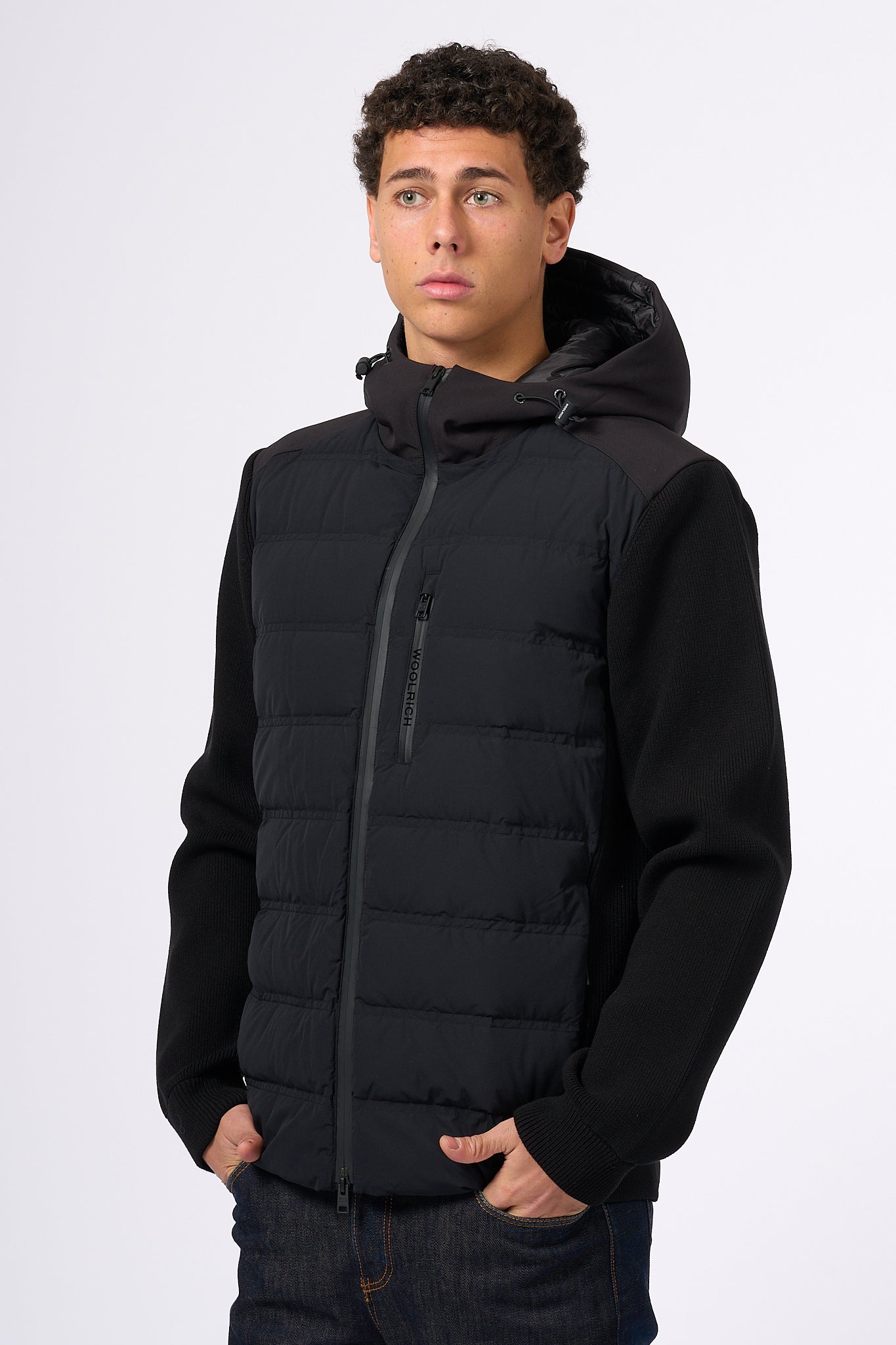 Woolrich Piumino Bimateriale Bering Nero Uomo-4