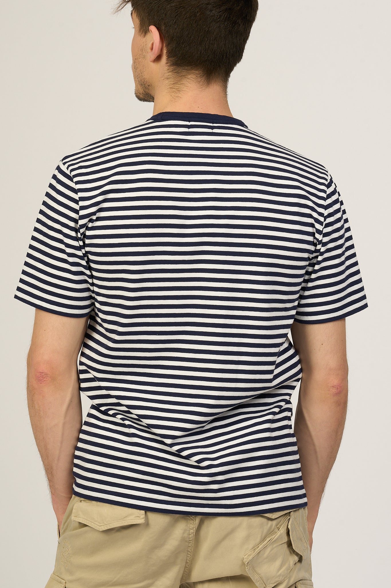 Woolrich T-shirt a Righe Bianco/Blu Uomo-5