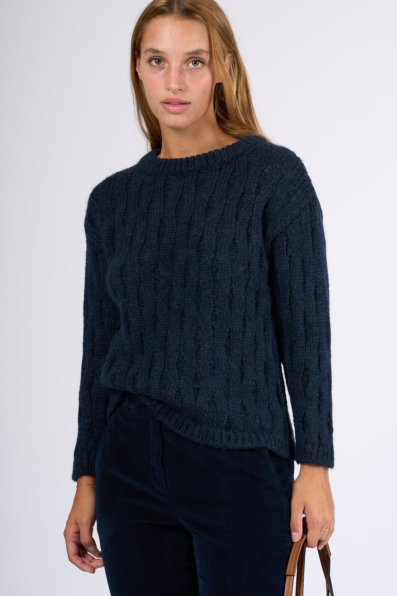 Zanone Girocollo in Alpaca Blu Donna-2