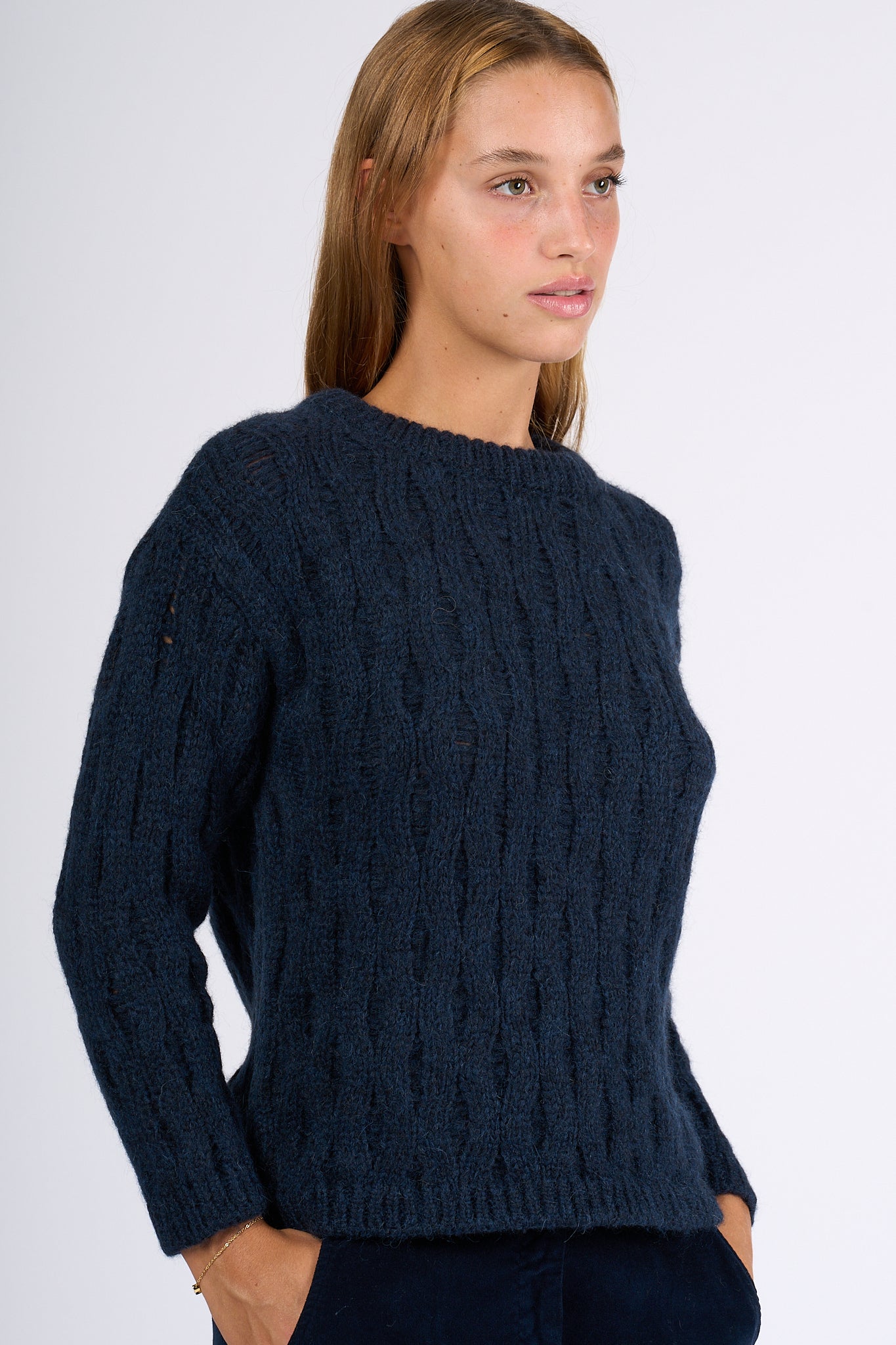 Zanone Girocollo in Alpaca Blu Donna-3